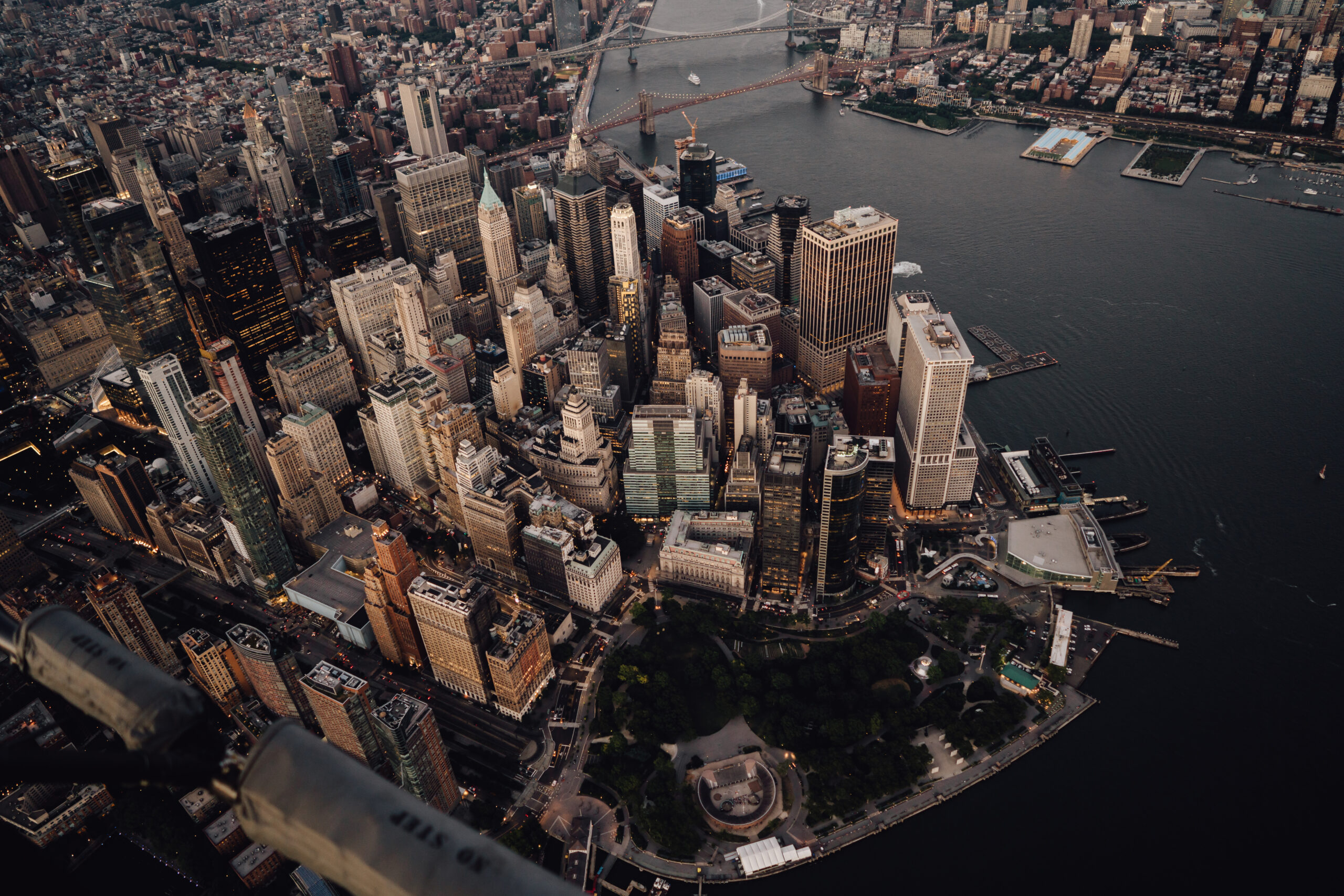 Lower Manhattan skyline at dusk, New York City