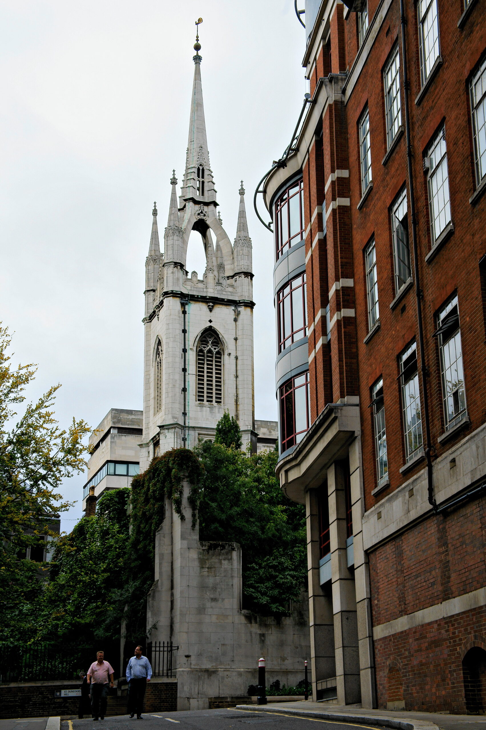 Ivy-covered ruins of St Dunstan in the East church in the City of London