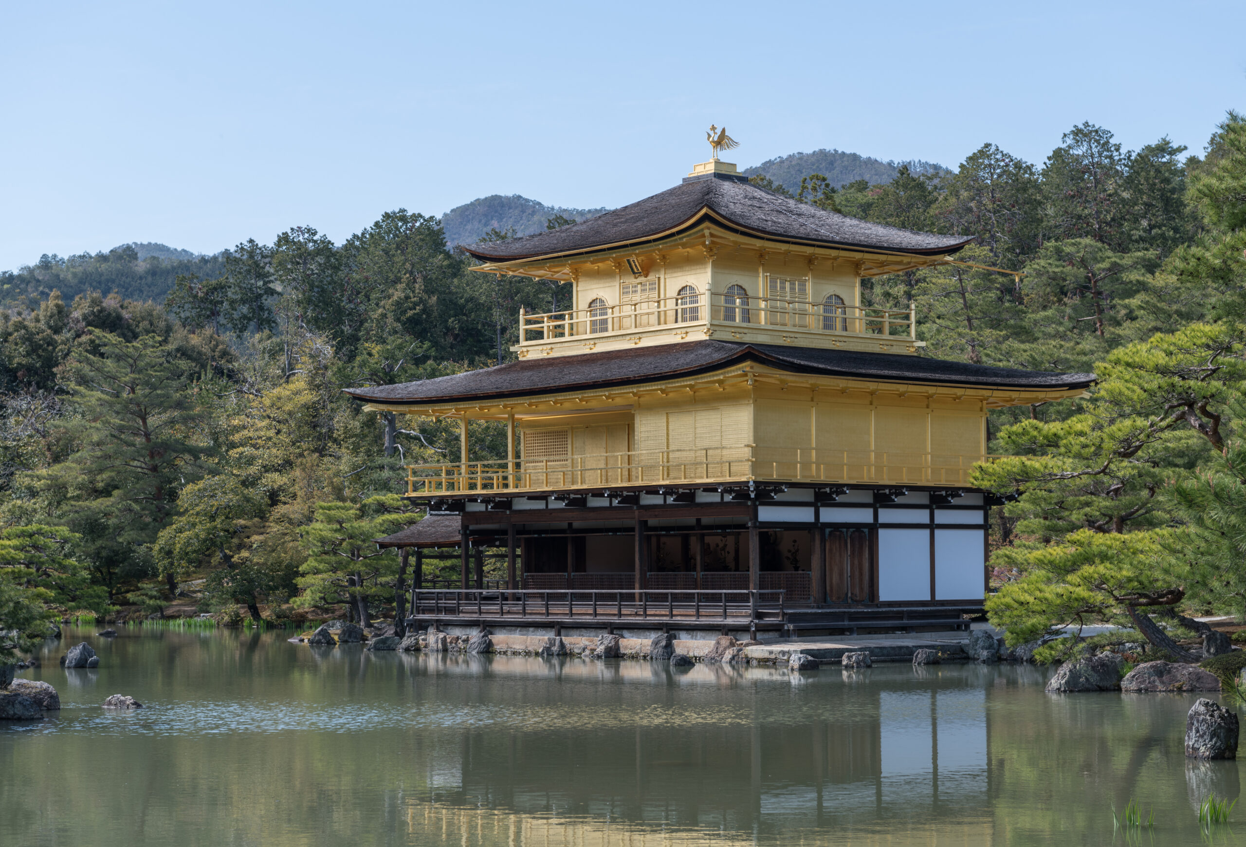 Kinkaku-ji, the Golden Pavilion, reflected in its pond in Kyoto