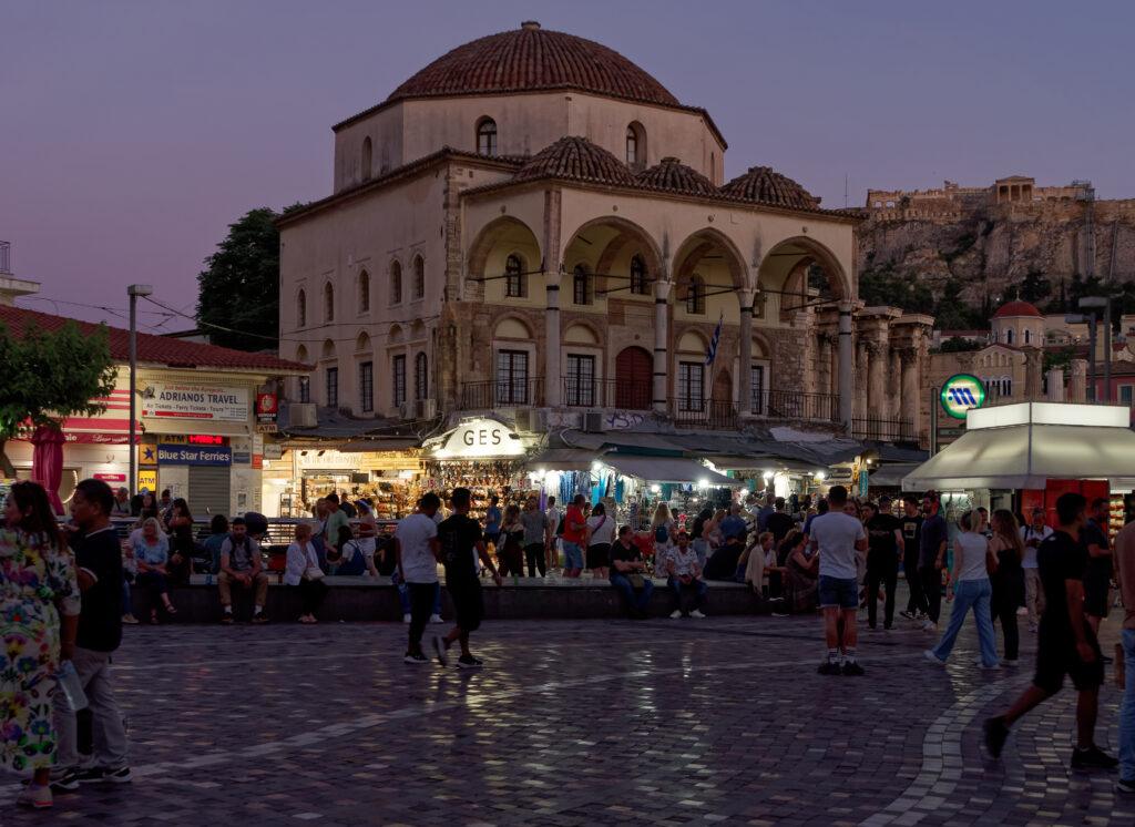 Monastiraki Square in Athens with the Panagia Pantanassa church