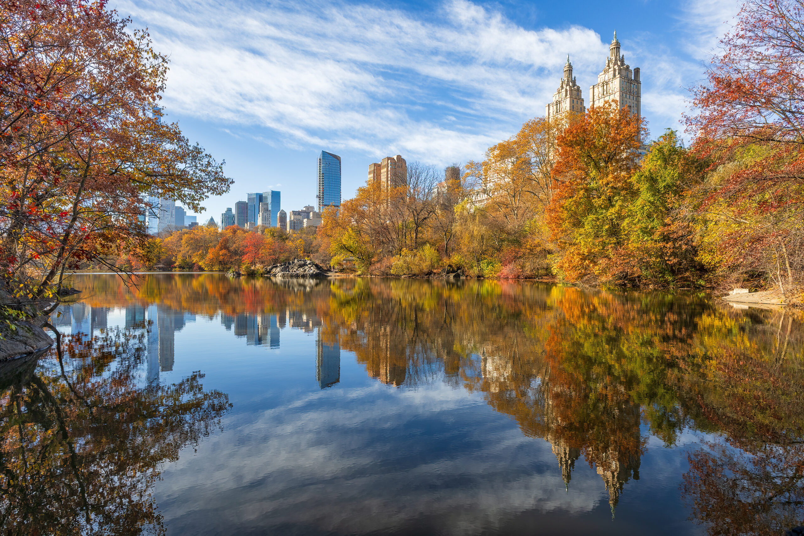 The Lake in Central Park with the San Remo towers