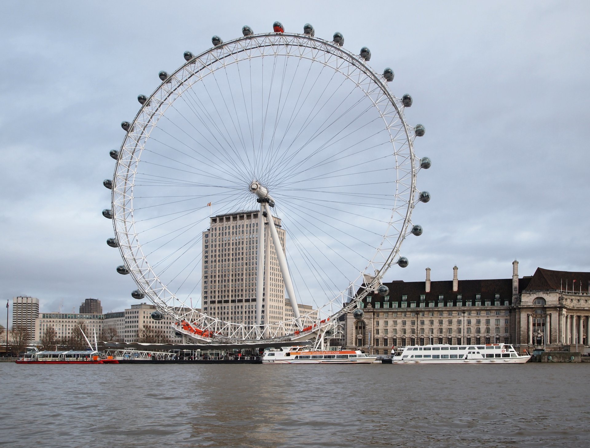 The London Eye on the South Bank of the Thames by day