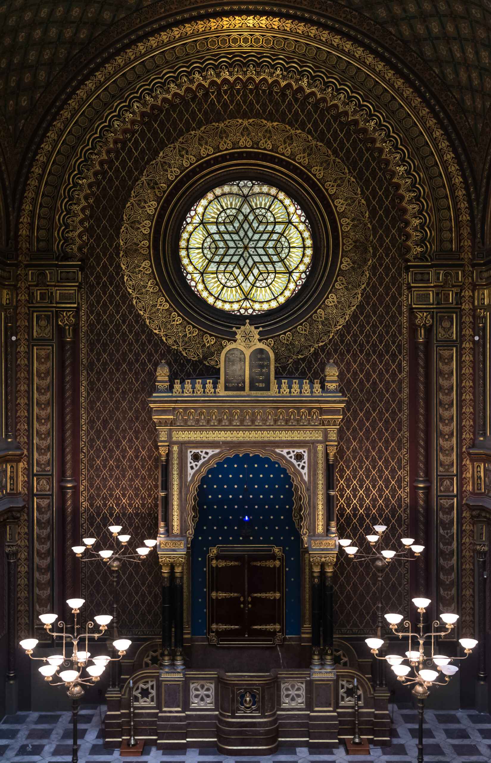 Moorish-revival interior of the Spanish Synagogue in Prague's Jewish Quarter
