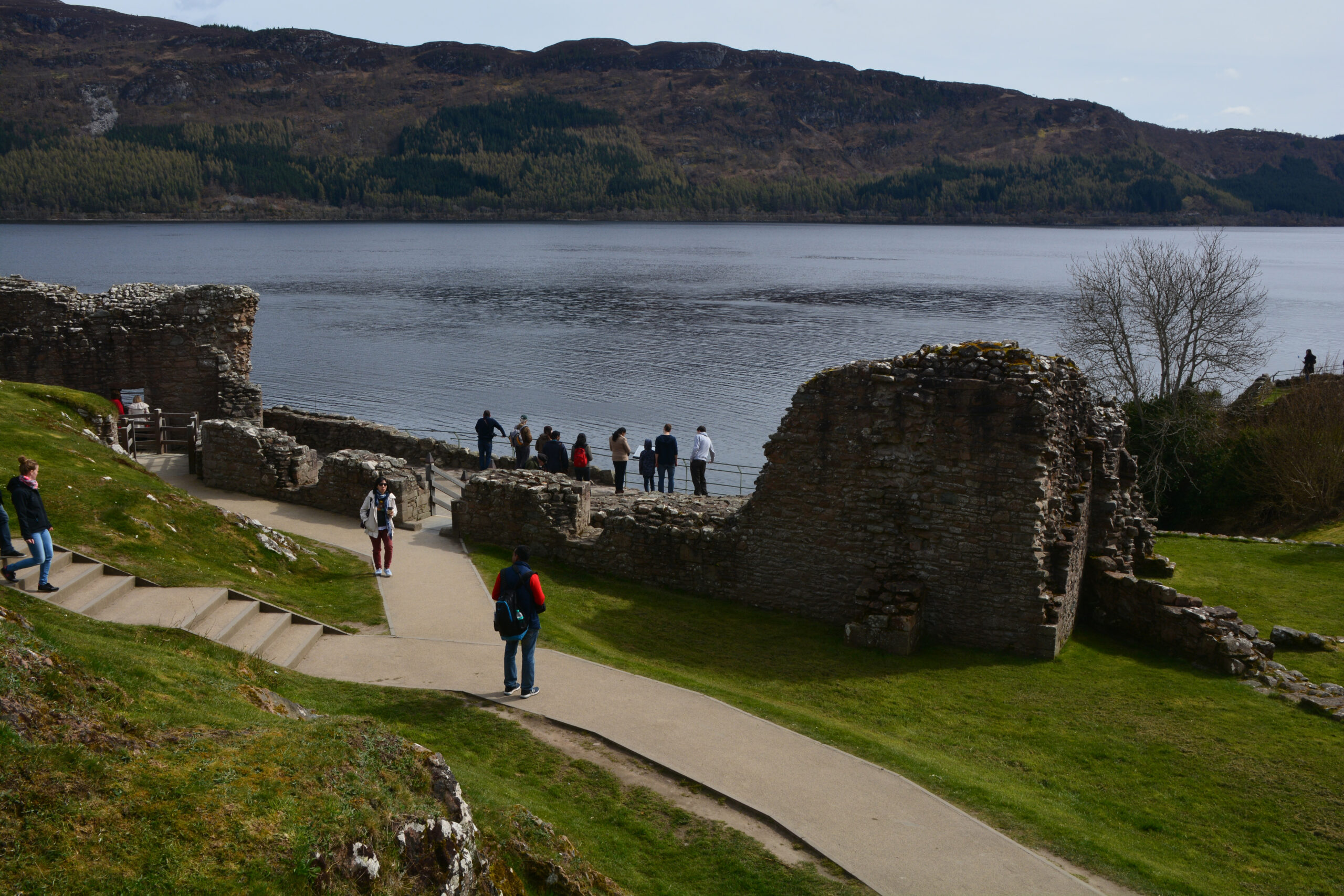 Urquhart Castle ruins on the shore of Loch Ness