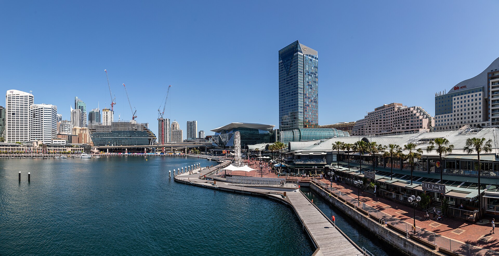 Darling Harbour waterfront in Sydney at dusk