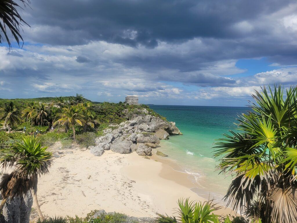 Tulum Mayan ruins above the beach on the Caribbean coast