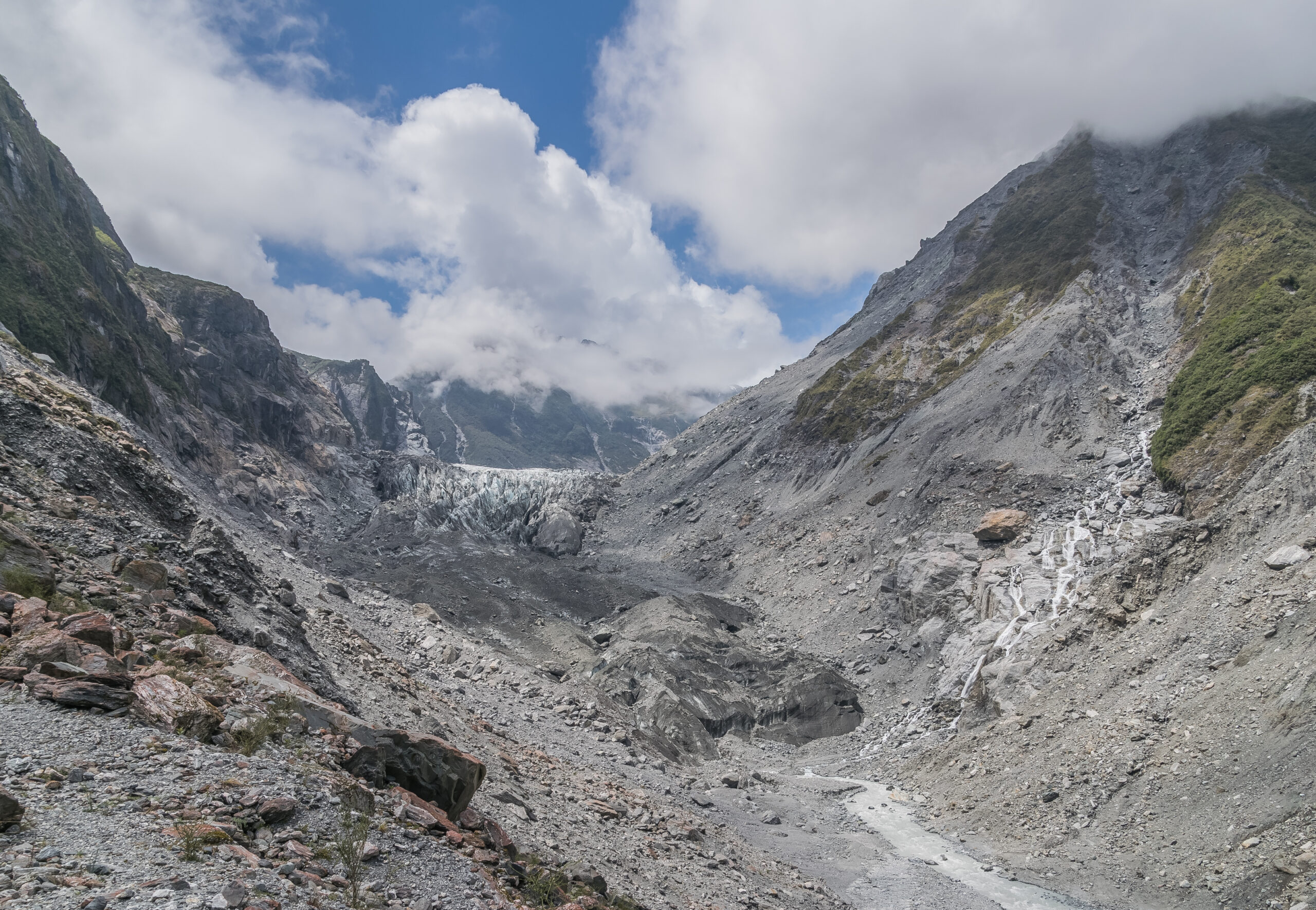 Fox Glacier descending through Westland National Park on New Zealand's West Coast