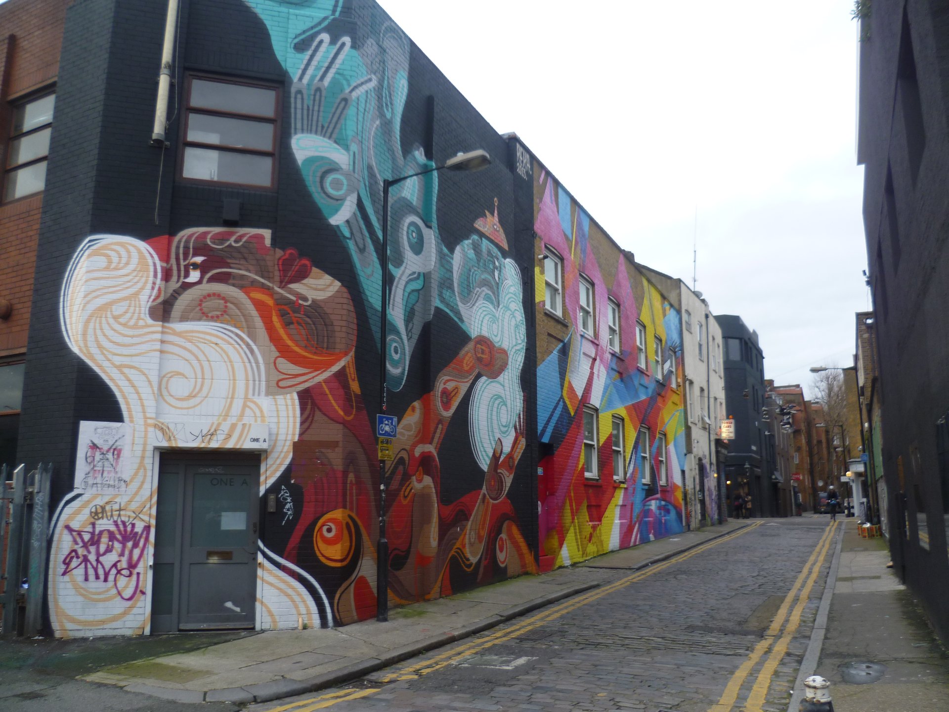 Street art on Chance Street in Shoreditch, London