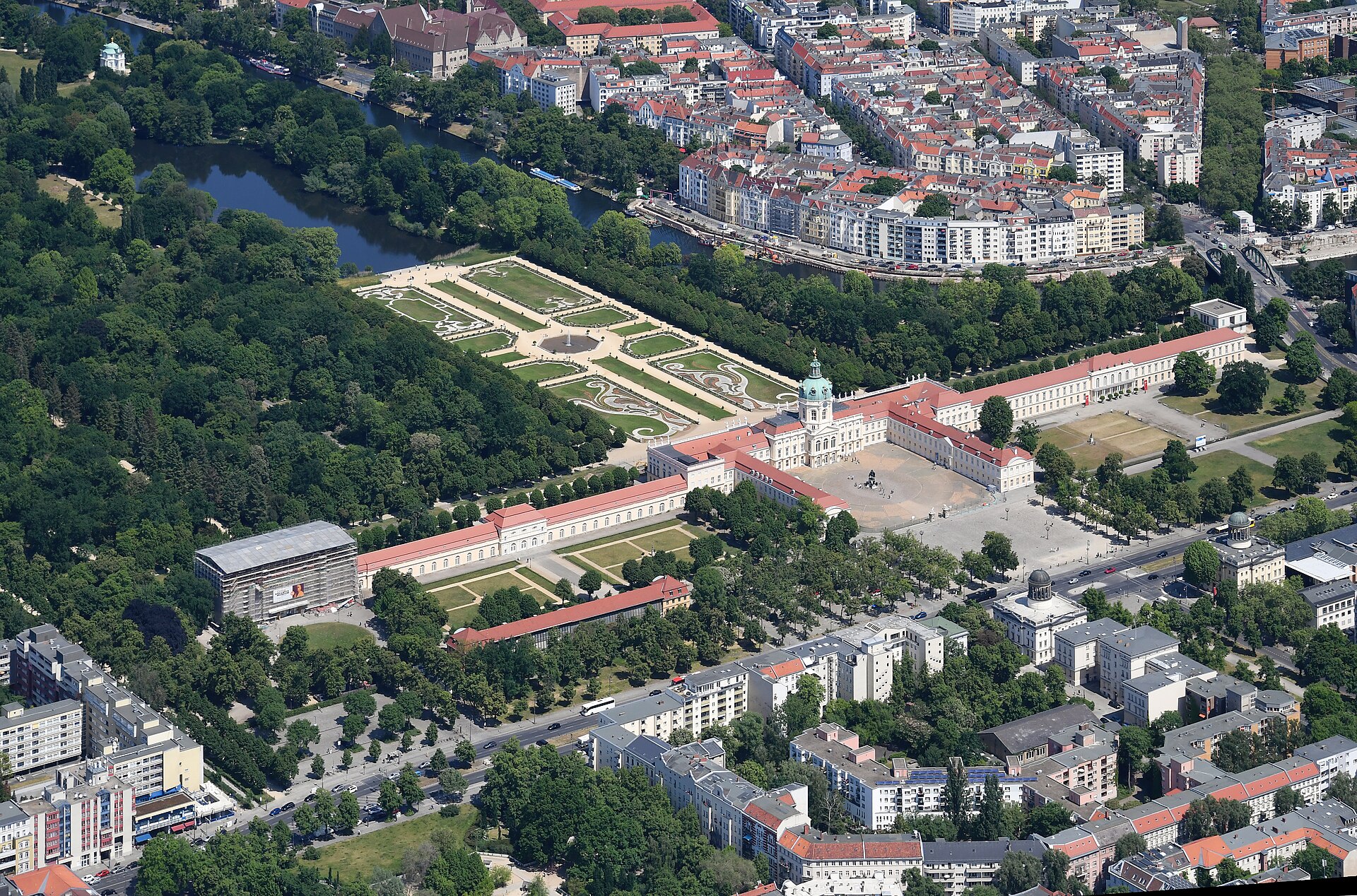 Where to stay in Berlin: aerial view of Charlottenburg Palace gardens
