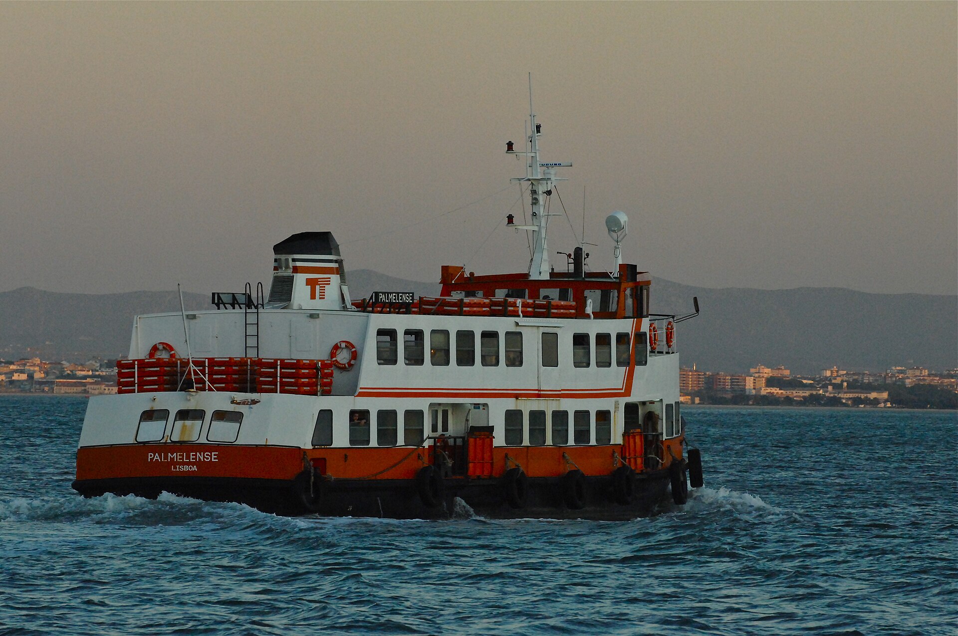 The Cacilhas ferry crossing the Tagus River between Lisbon and Almada