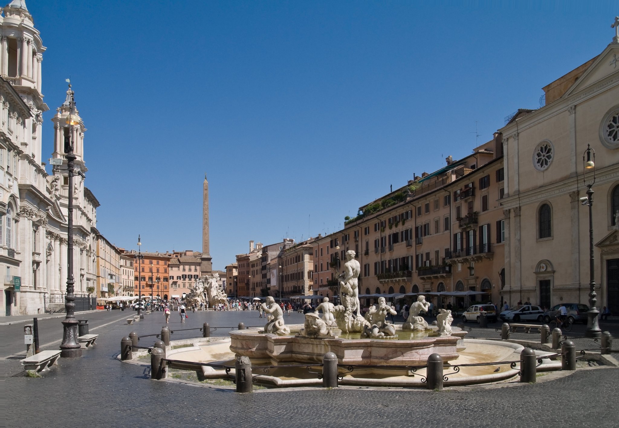 Piazza Navona with its fountains and baroque facades in Rome