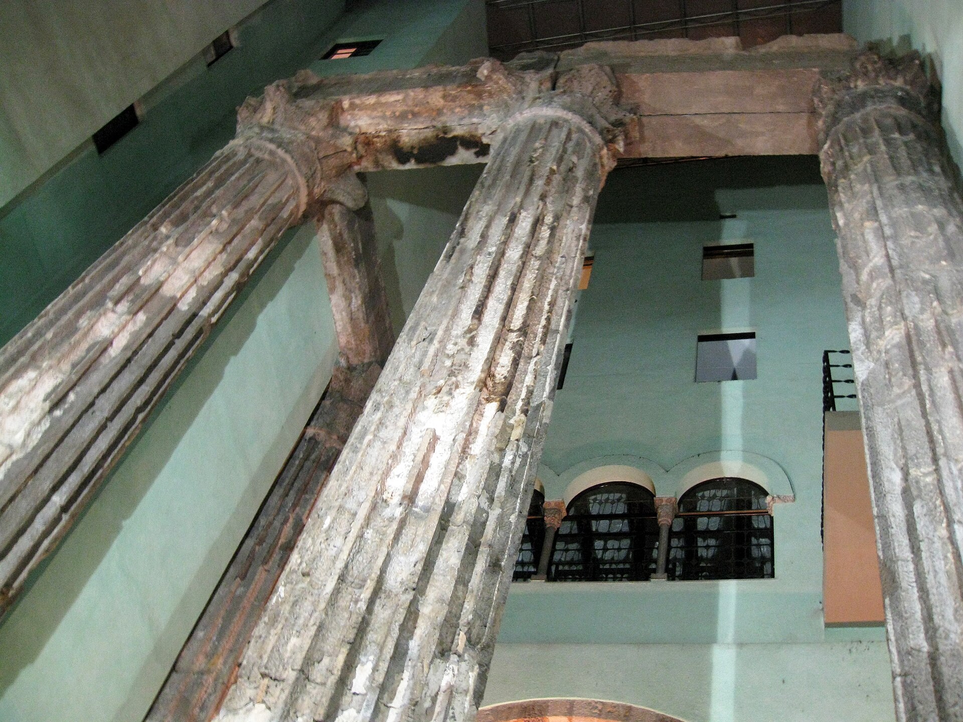 The surviving columns of the Roman Temple of Augustus in Barcelona
