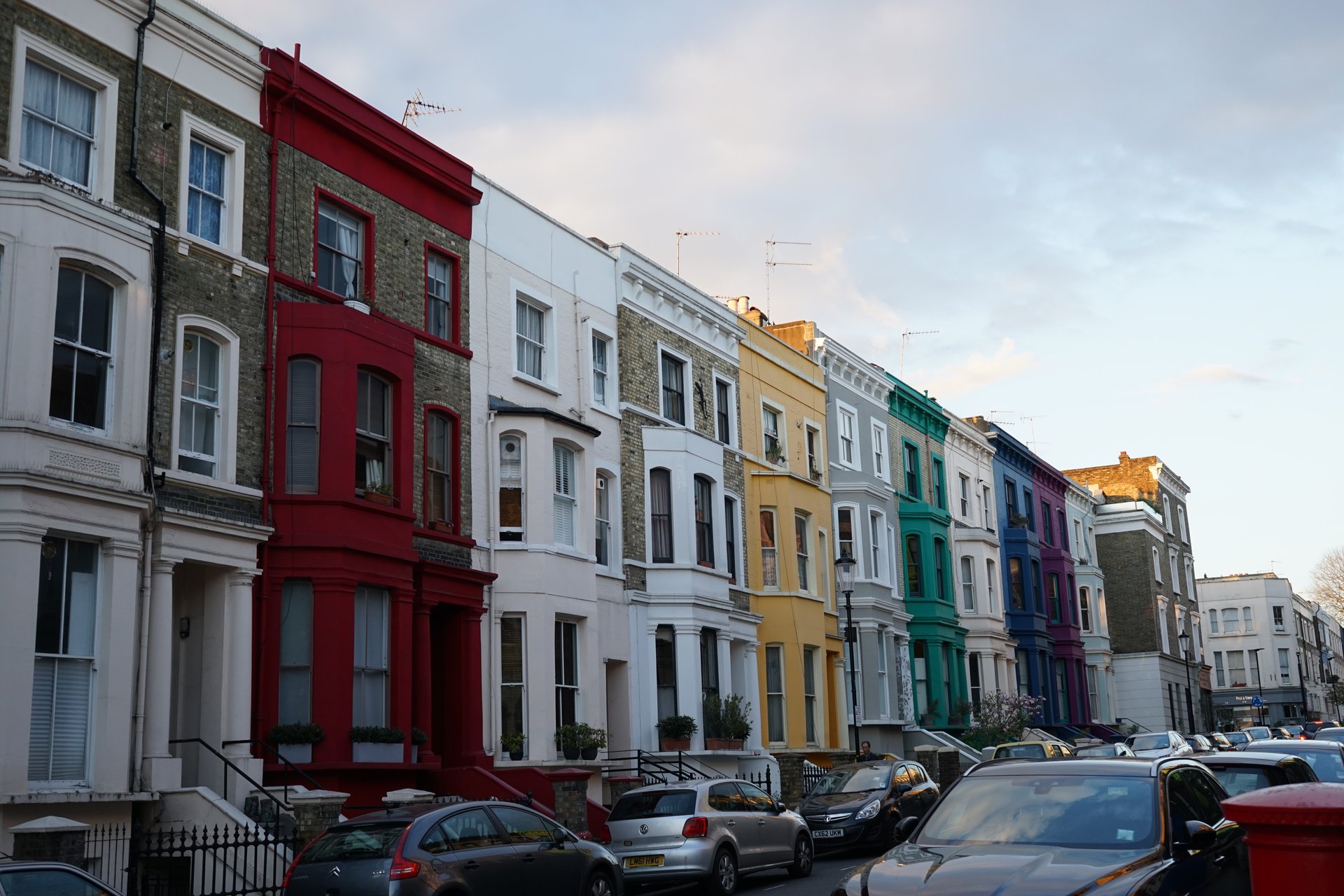 Colorful Victorian houses in Notting Hill, London