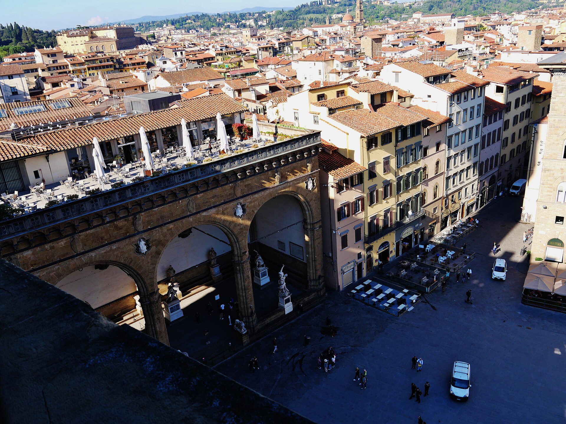 Palazzo Vecchio tower seen over Piazza della Signoria, Florence