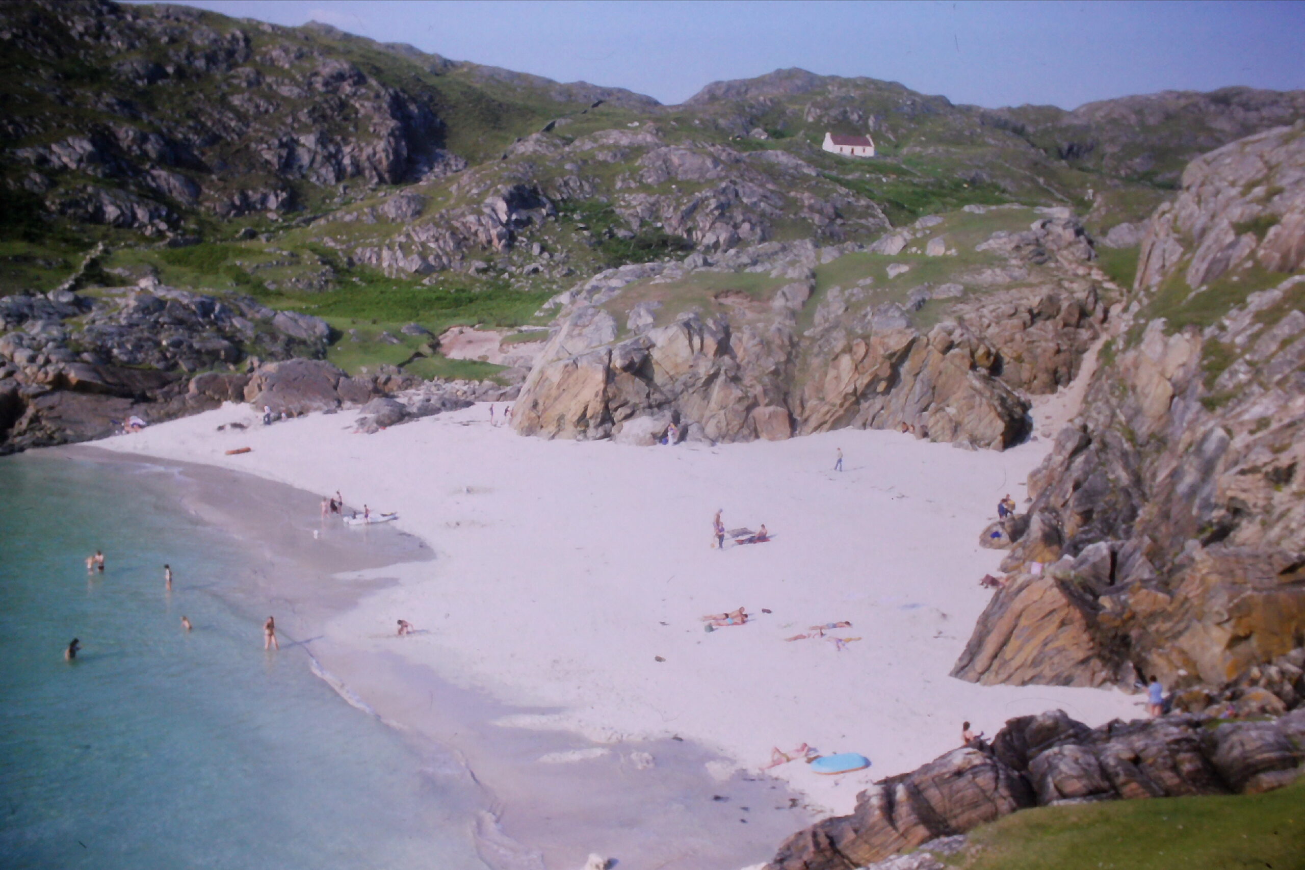 White sand and turquoise water at Achmelvich Beach