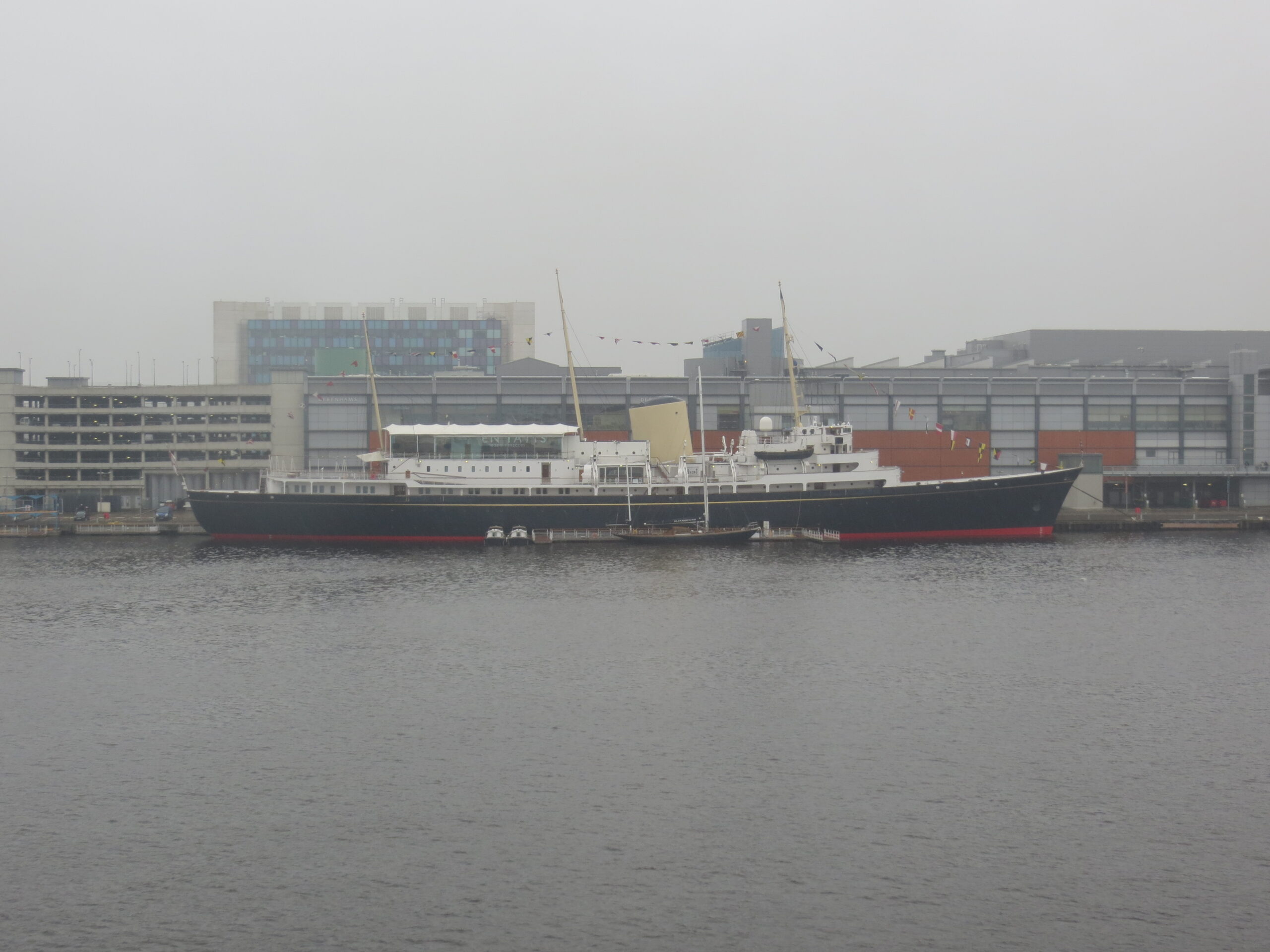 The Royal Yacht Britannia moored at Leith Docks in Edinburgh