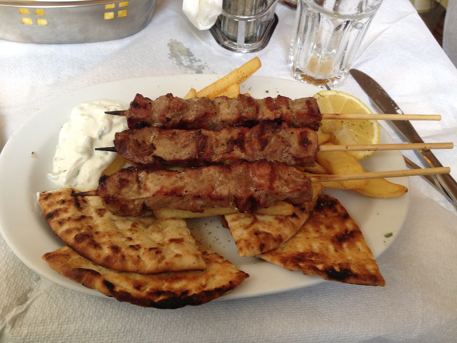 Athens food guide: souvlaki skewers in Athens Greece