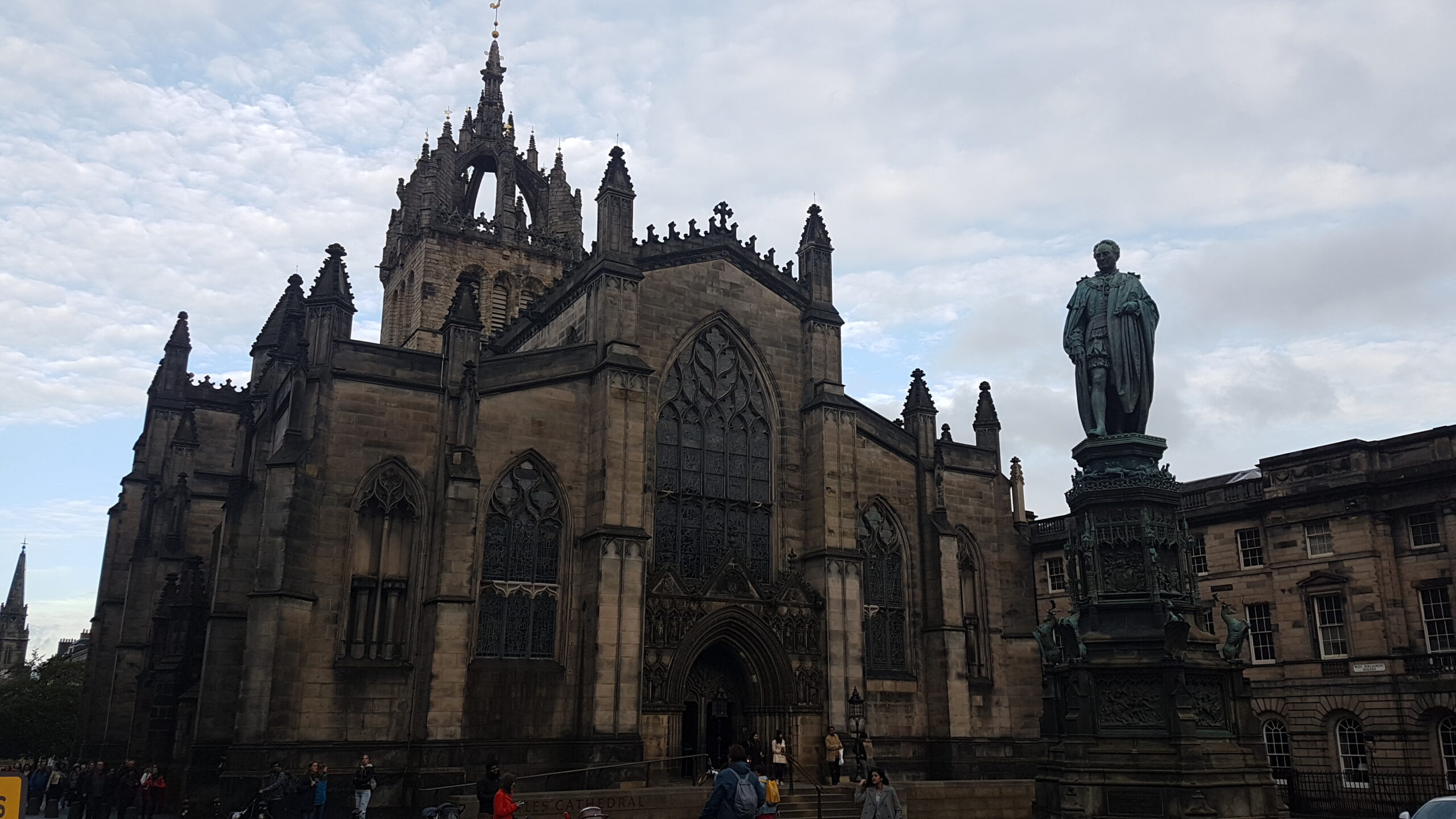 St Giles' Cathedral with its crown spire in Edinburgh, seen from Parliament Square