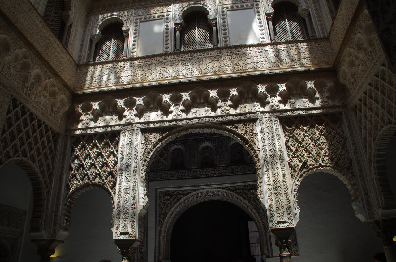 Seville Real Alcázar interior with Moorish plasterwork