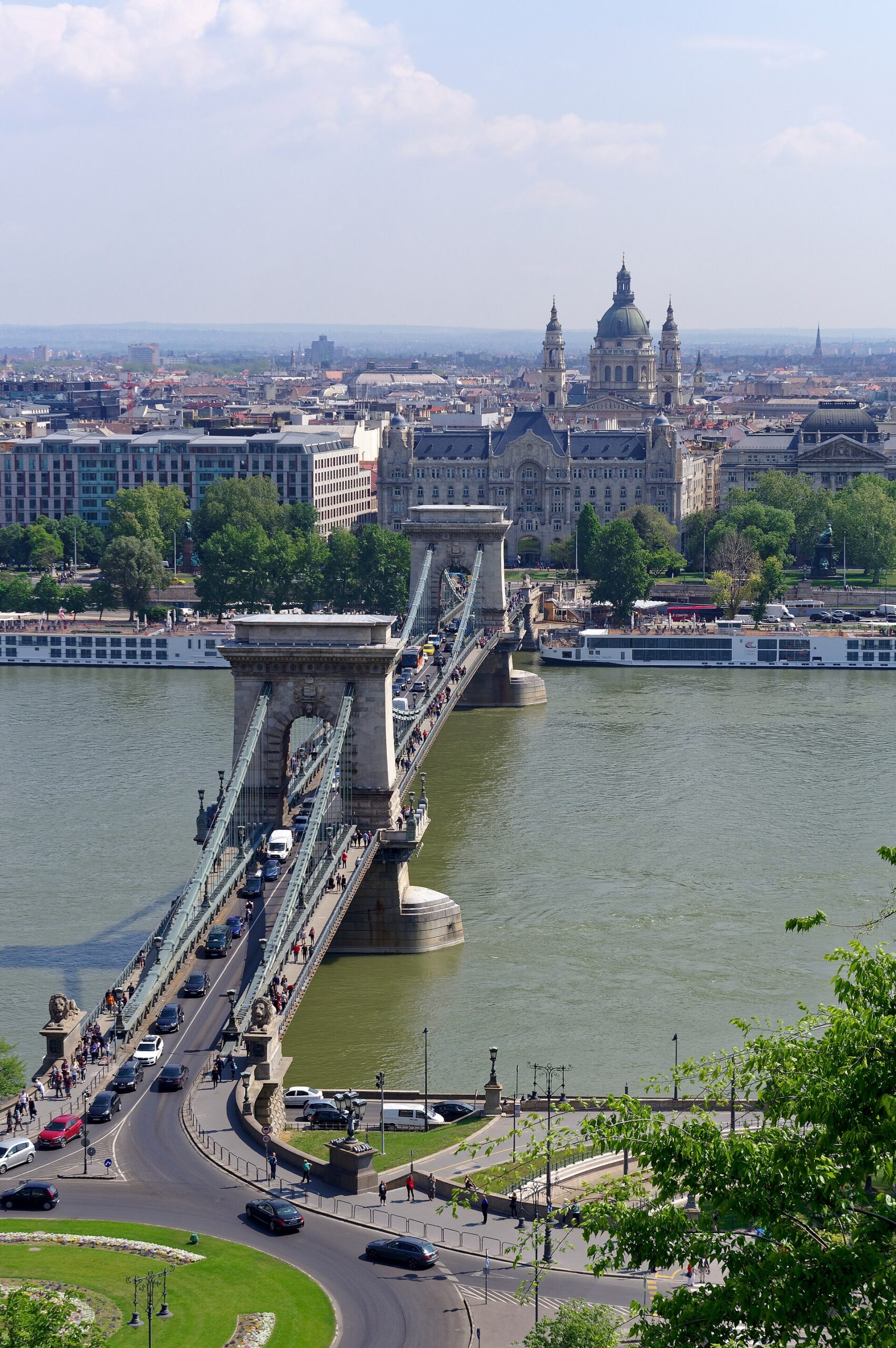 The Széchenyi Chain Bridge spanning the Danube in Budapest