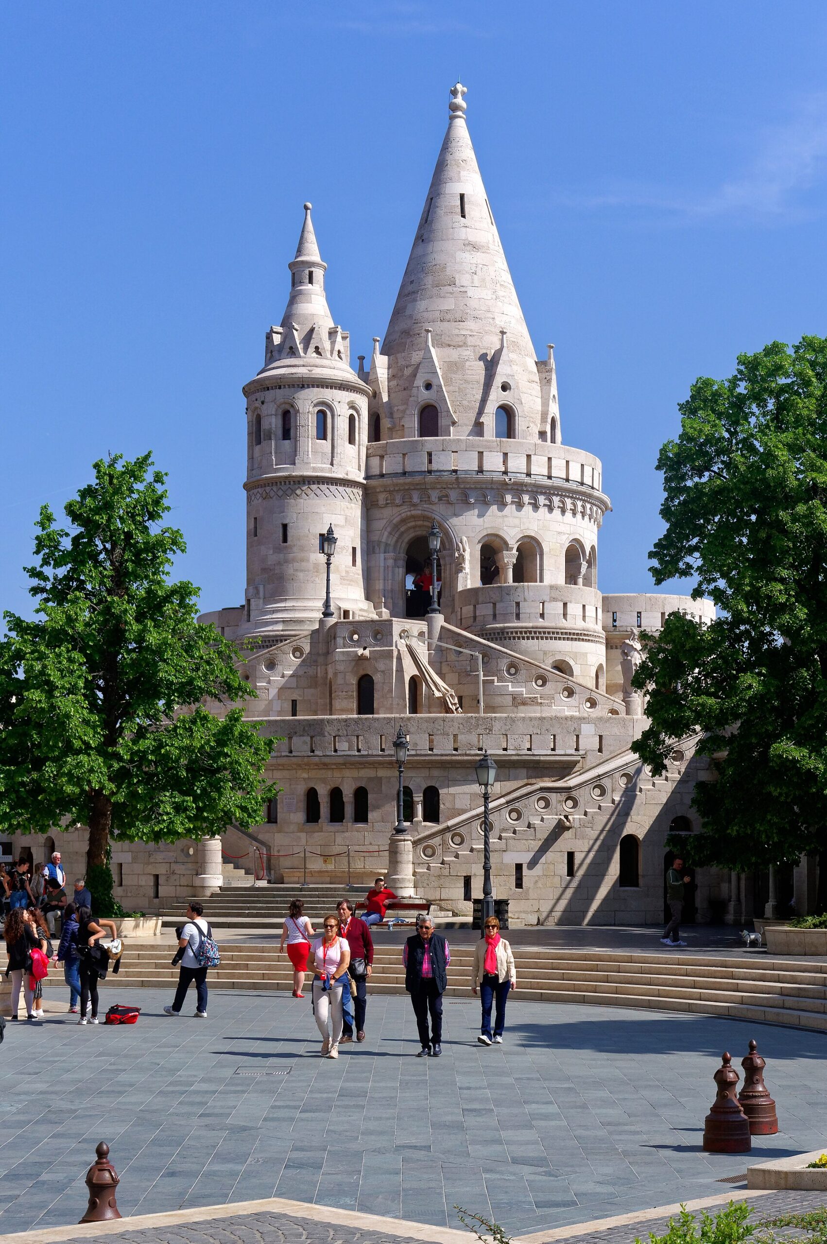 Fisherman's Bastion with its white turrets overlooking the Danube in Budapest