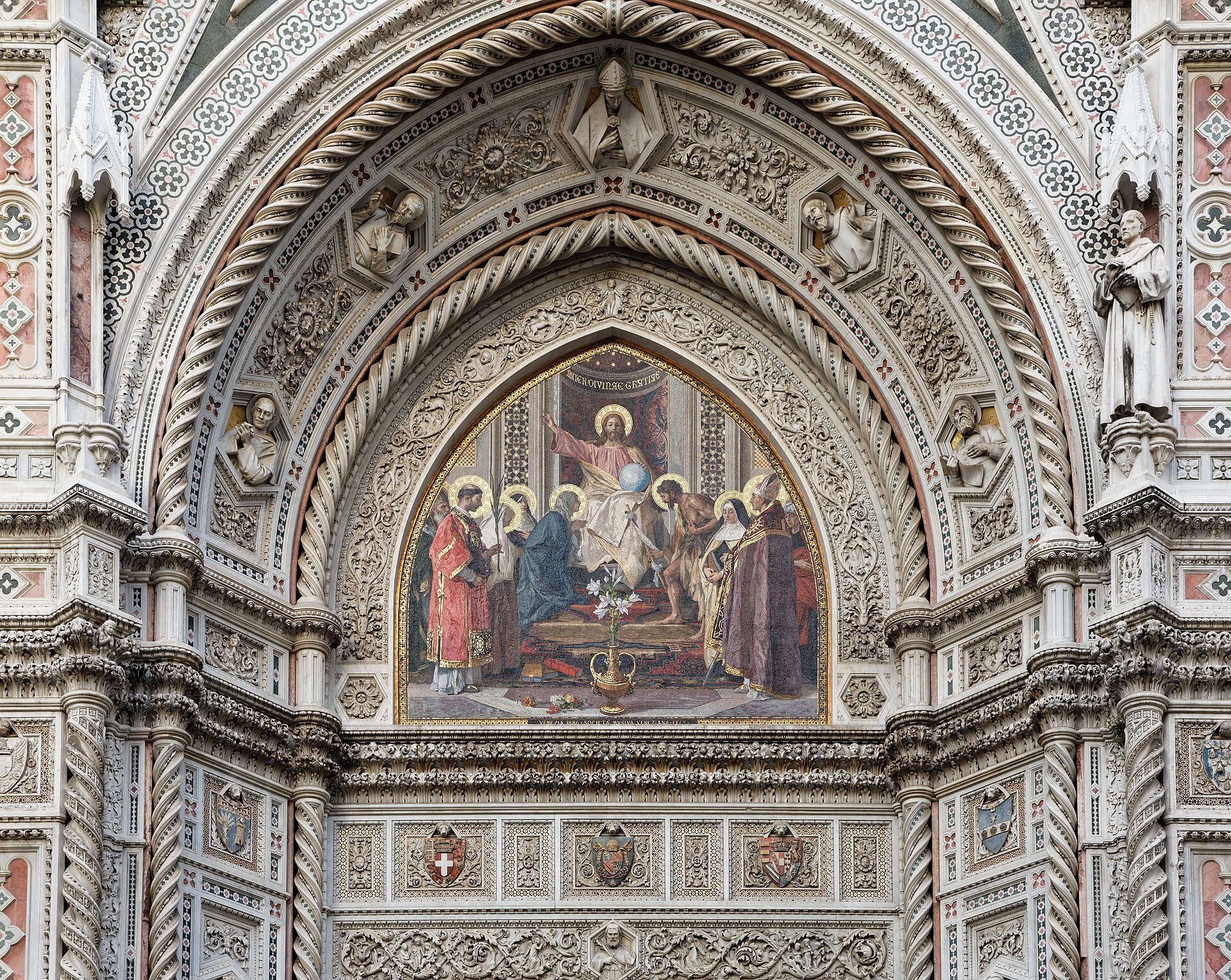 Close-up of Florence Cathedral facade mosaic detail