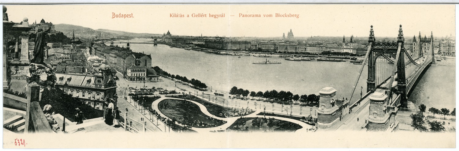 Panoramic view over the Danube and Budapest's bridges
