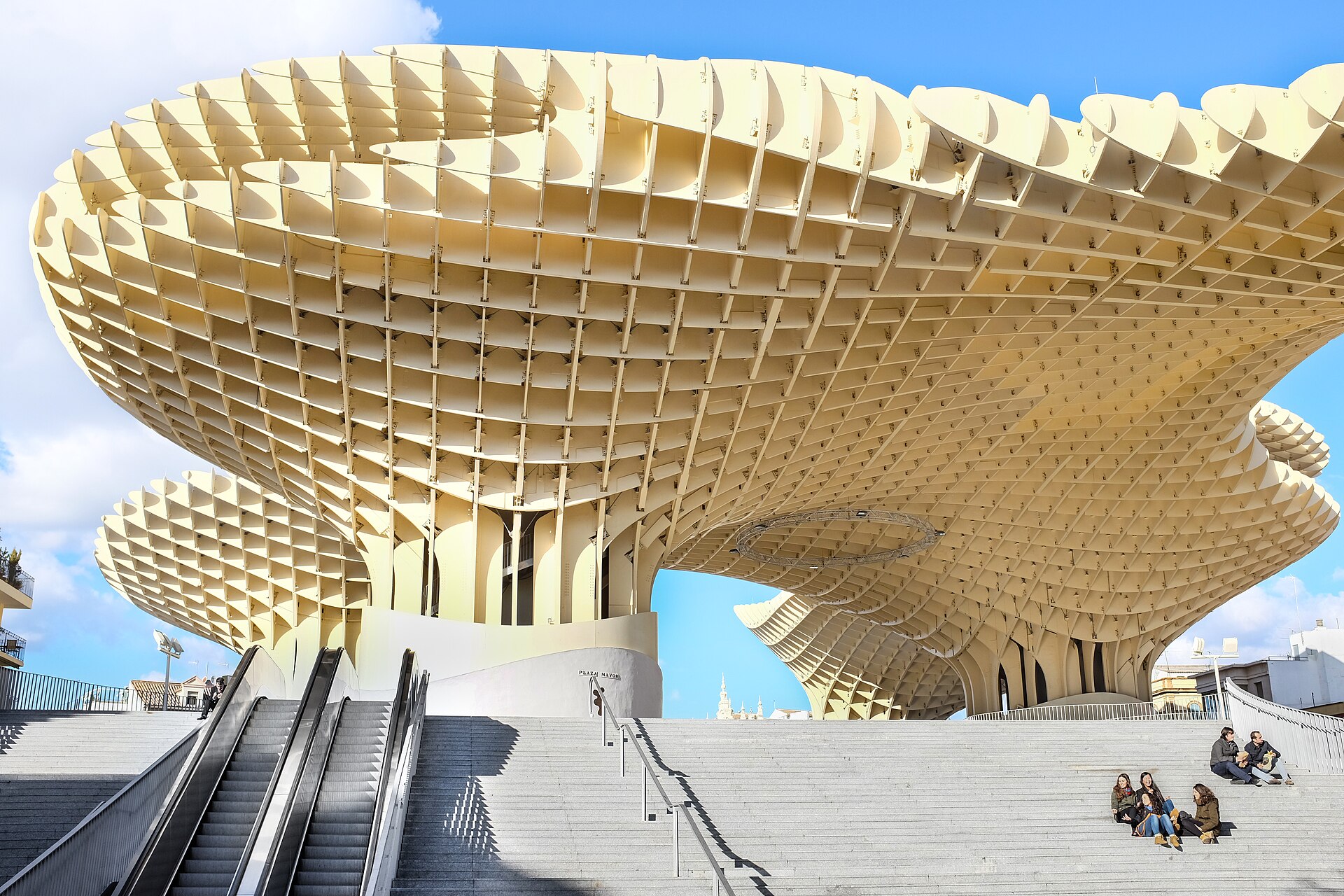The Metropol Parasol wooden canopy from below