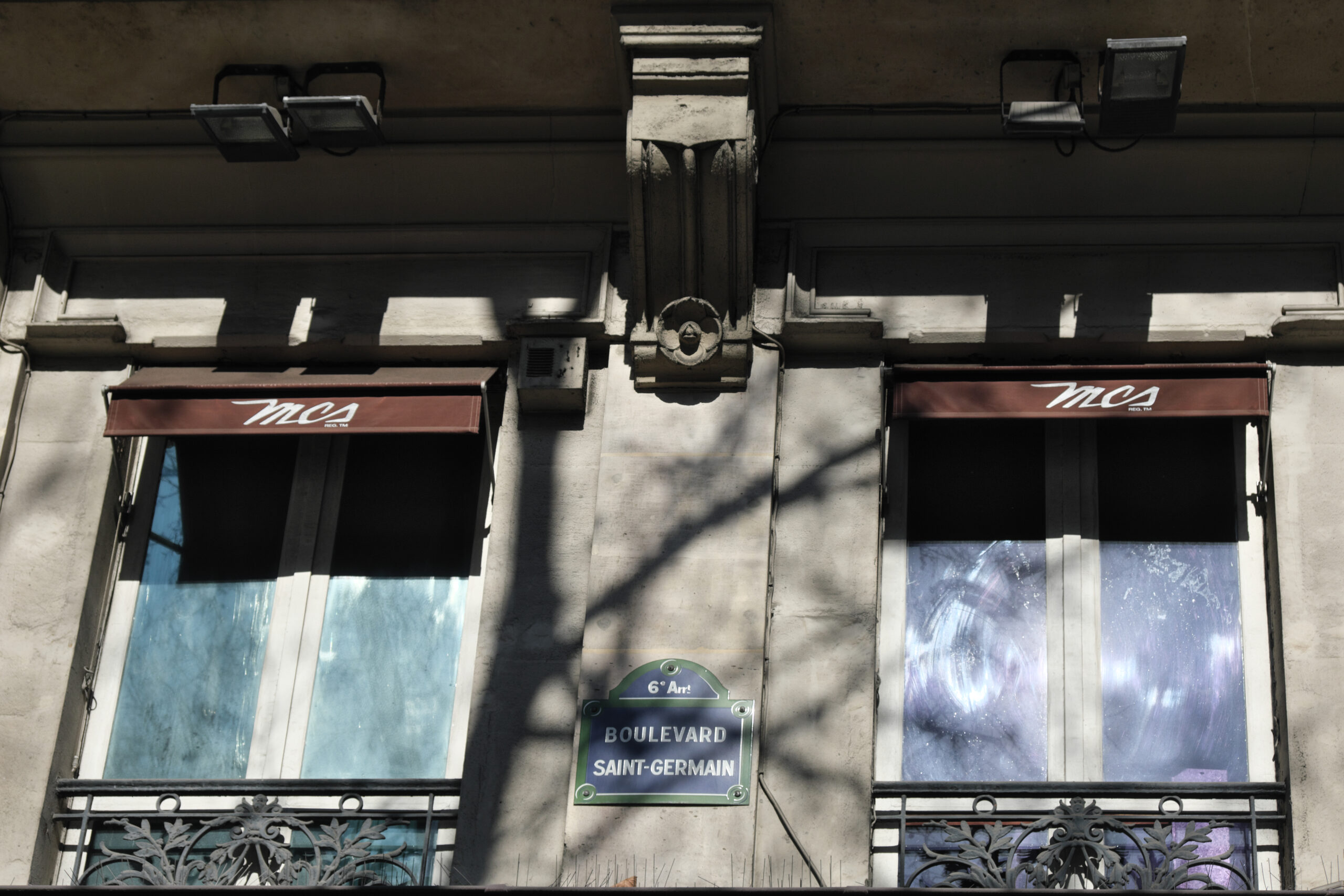 Paris Saint-Germain street with Haussmann buildings