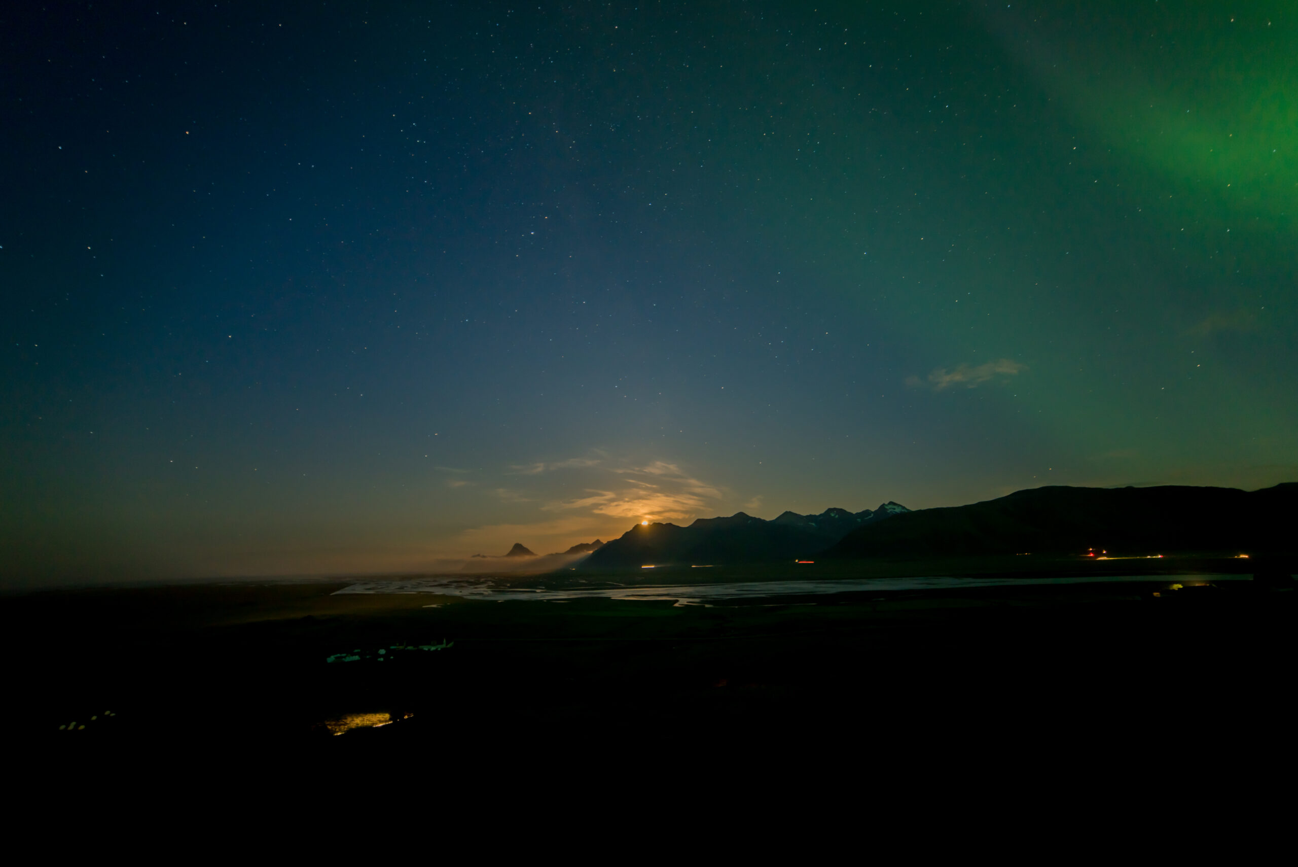 Northern lights over Iceland on a clear winter night