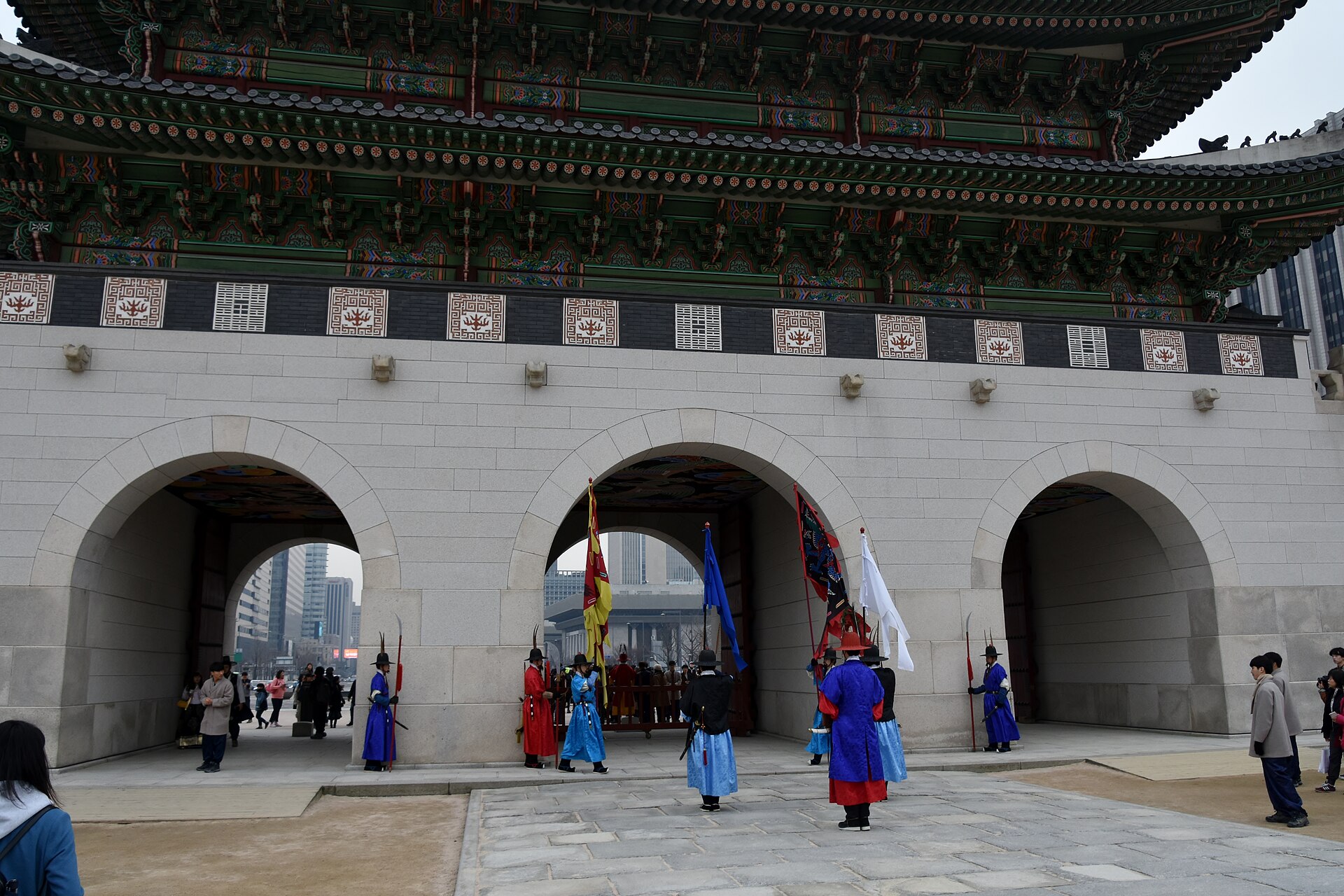 Gyeongbokgung Palace in Seoul with traditional Joseon palace buildings