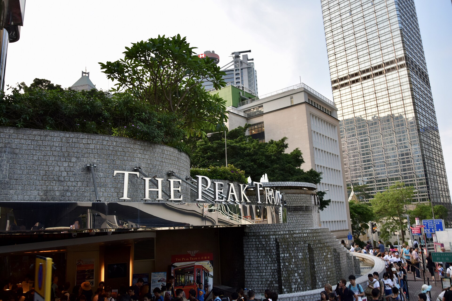 Peak Tram Hong Kong funicular climbing toward Victoria Peak