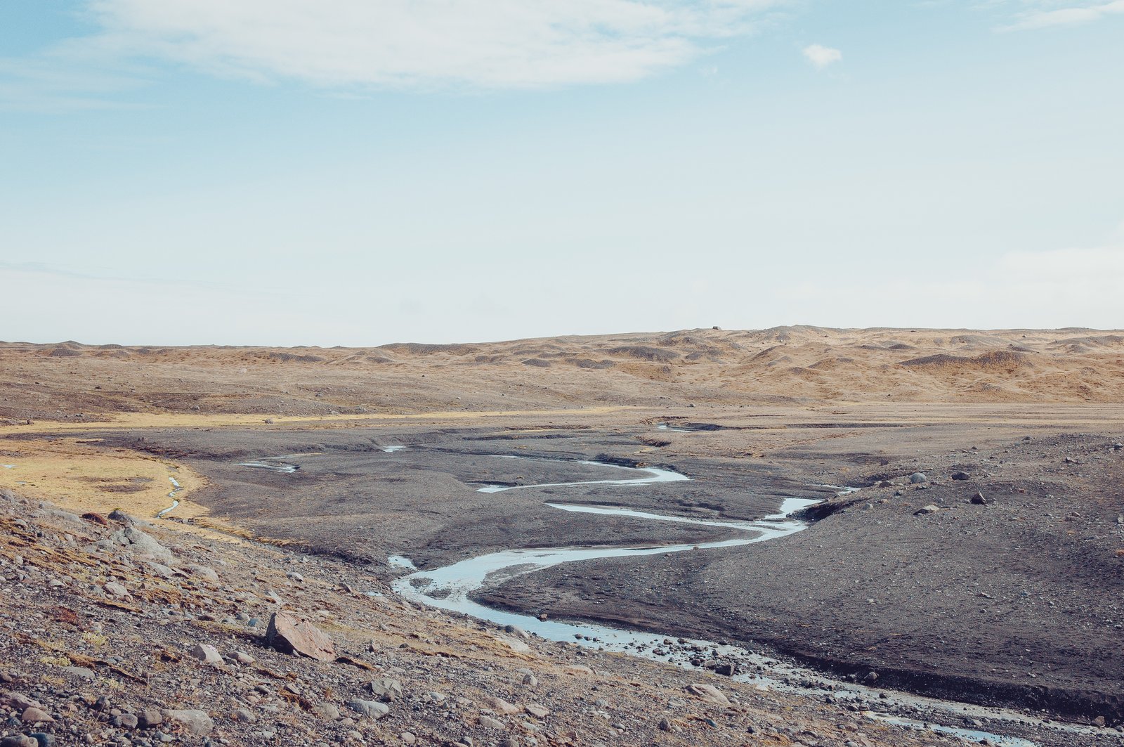 Iceland's Ring Road crossing a volcanic outwash plain under a wide sky