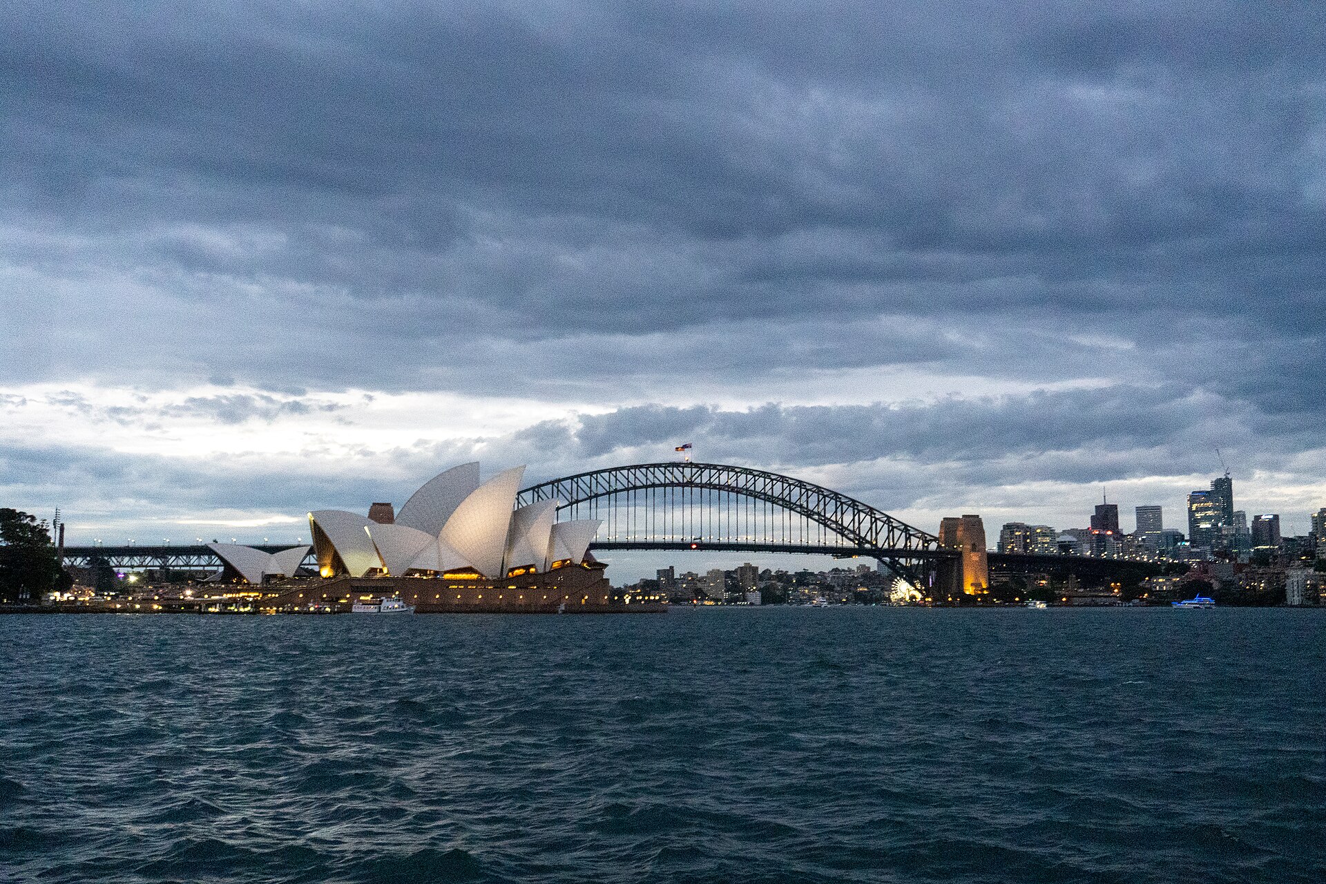 Sydney Harbour Bridge and Opera House from the water