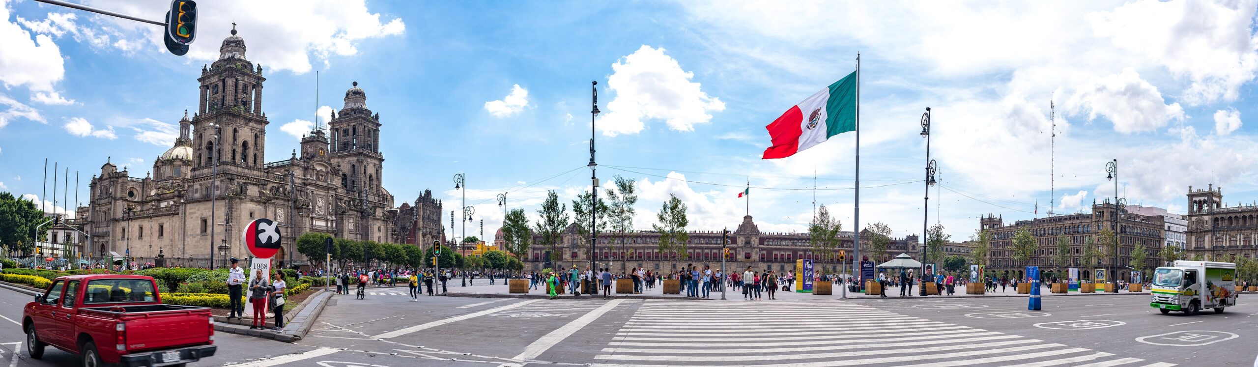 Panorama of the Zócalo, Mexico City's main square, with the Metropolitan Cathedral