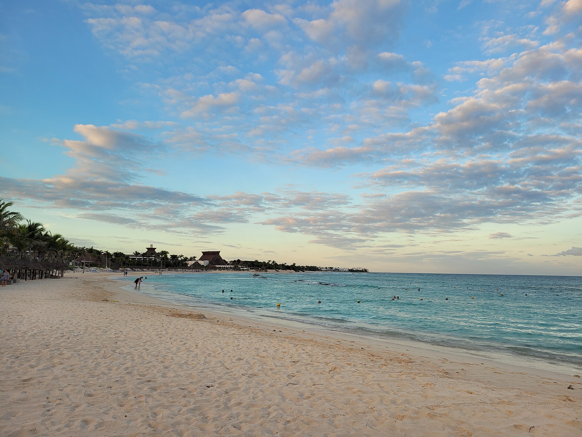 Playa Paraíso beach in Tulum with white sand and palm trees