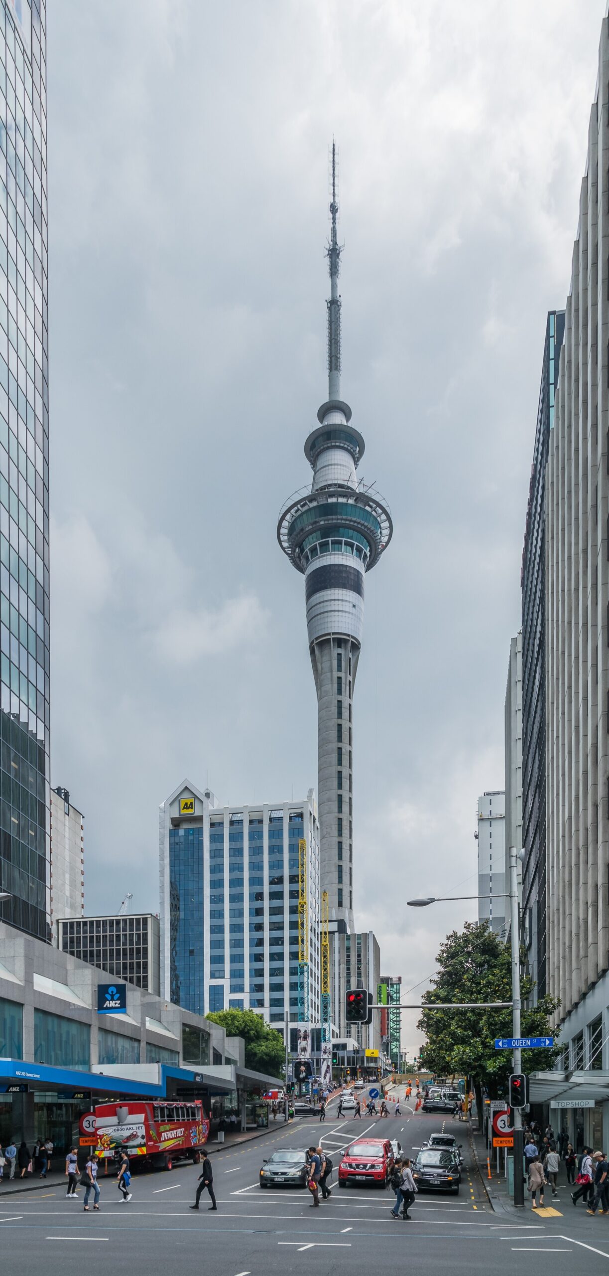 The Sky Tower towering over downtown Auckland