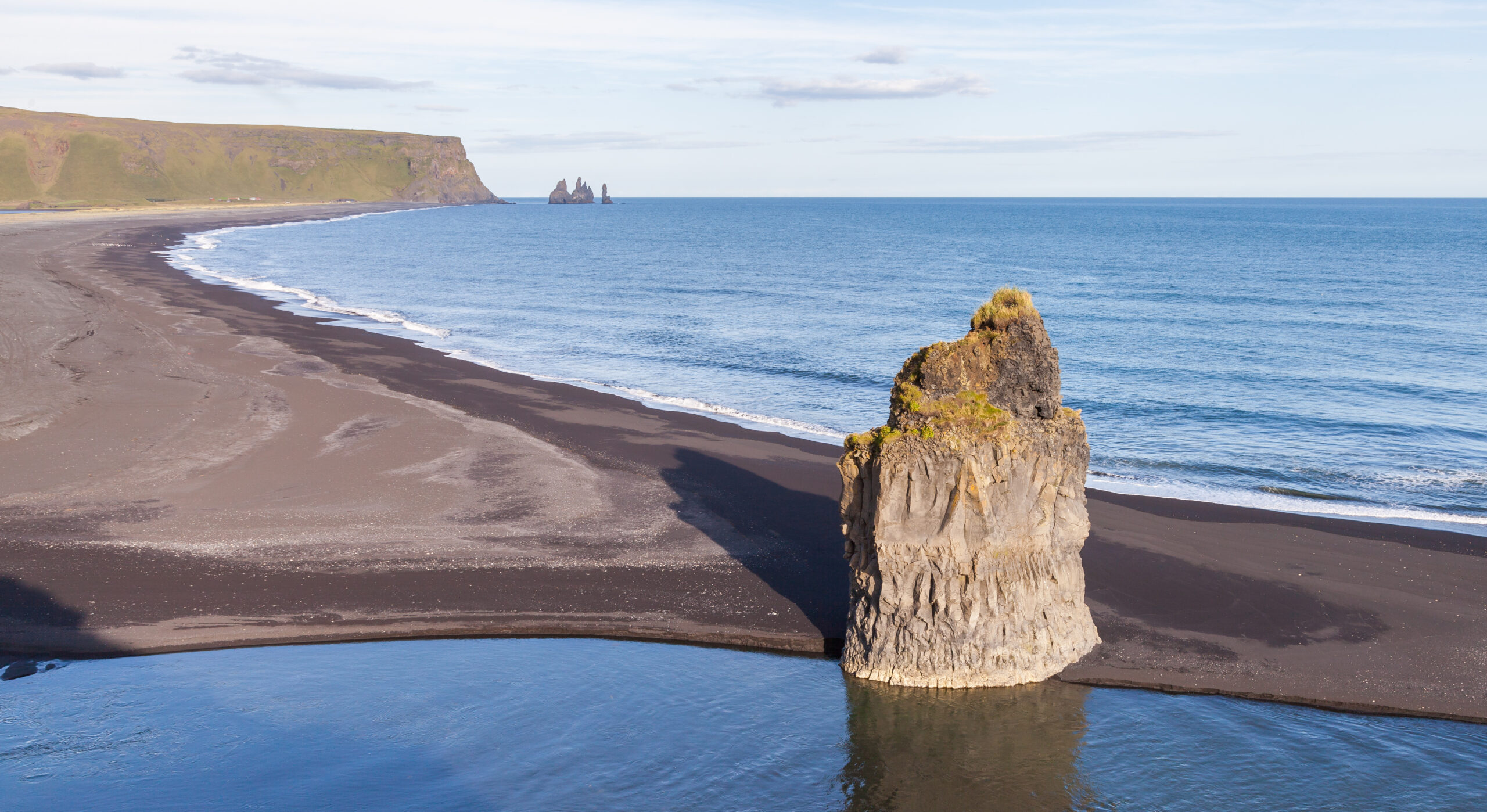 Reynisfjara black sand beach basalt columns near Vík, Iceland