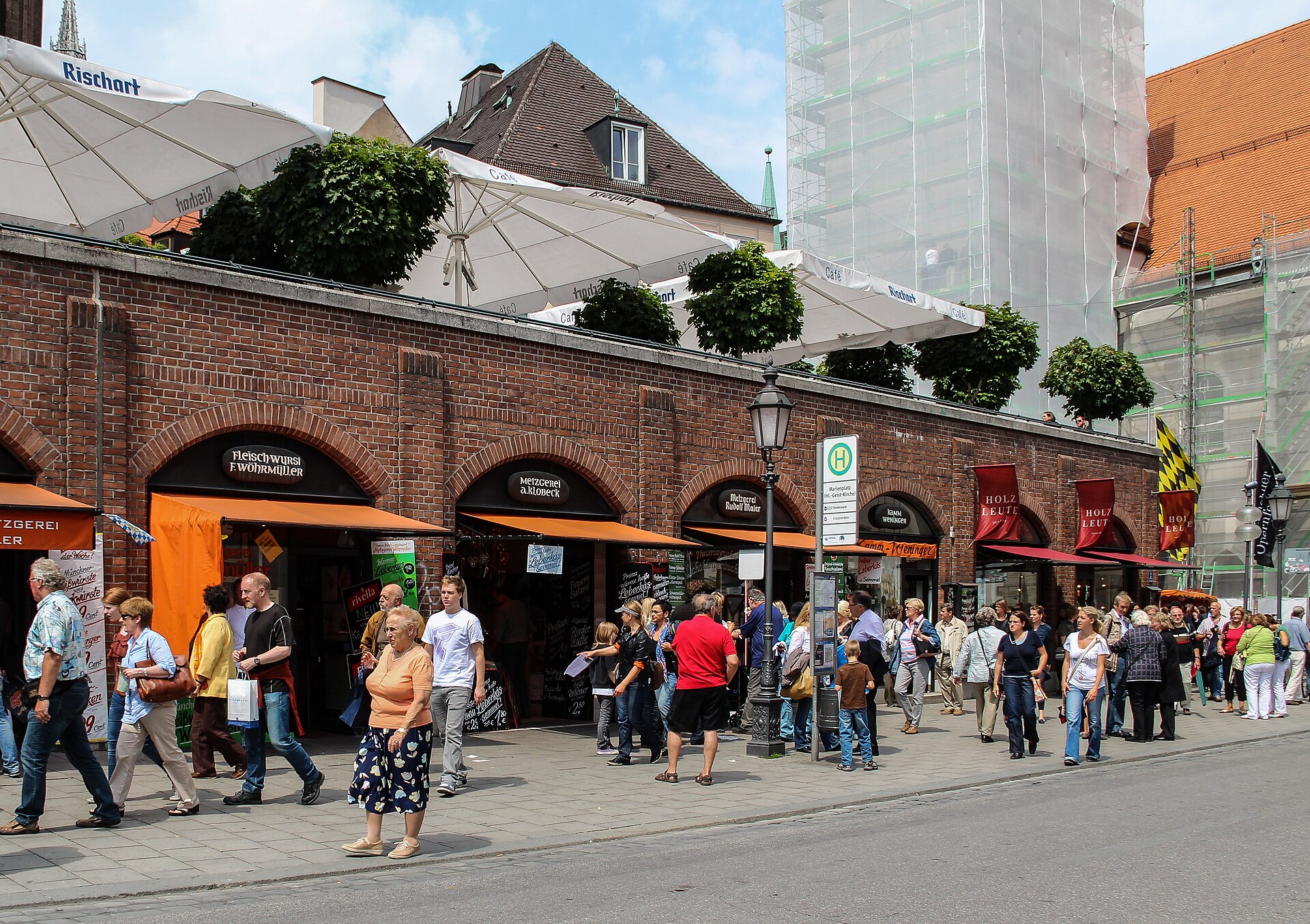 Viktualienmarkt market stalls in Munich's Old Town