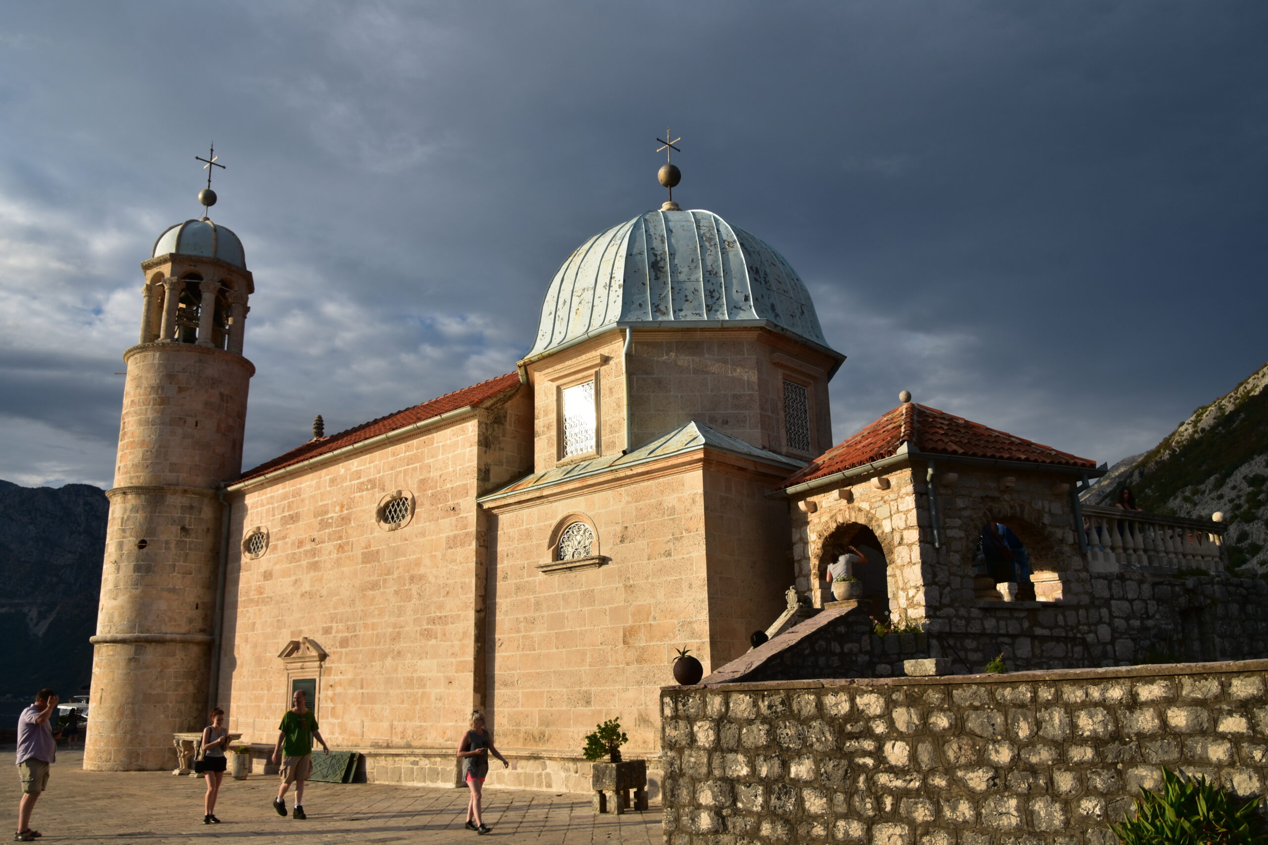 The church of Our Lady of the Rocks on its small island in the Bay of Kotor, Montenegro