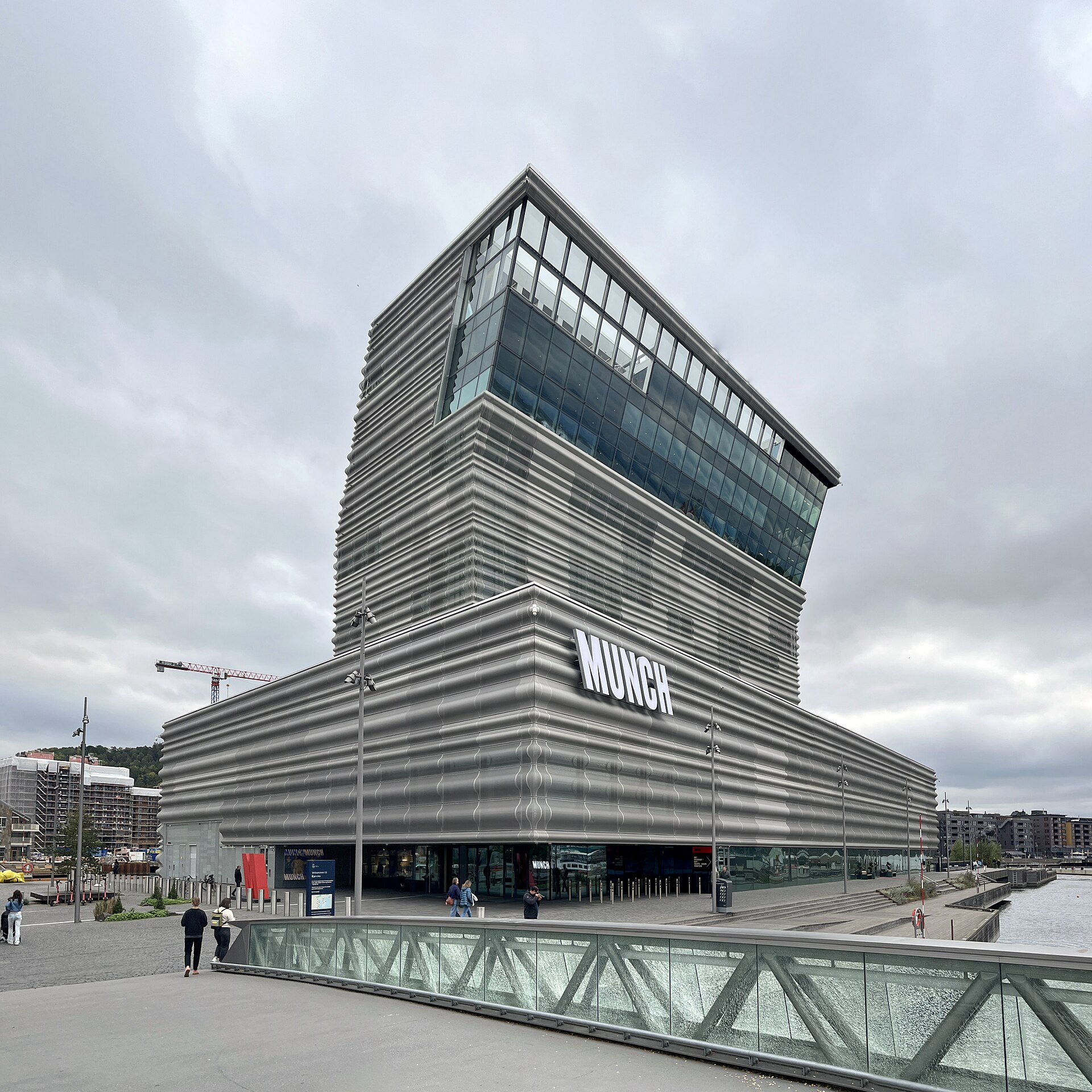 The MUNCH museum building rising over the Bjørvika waterfront in Oslo