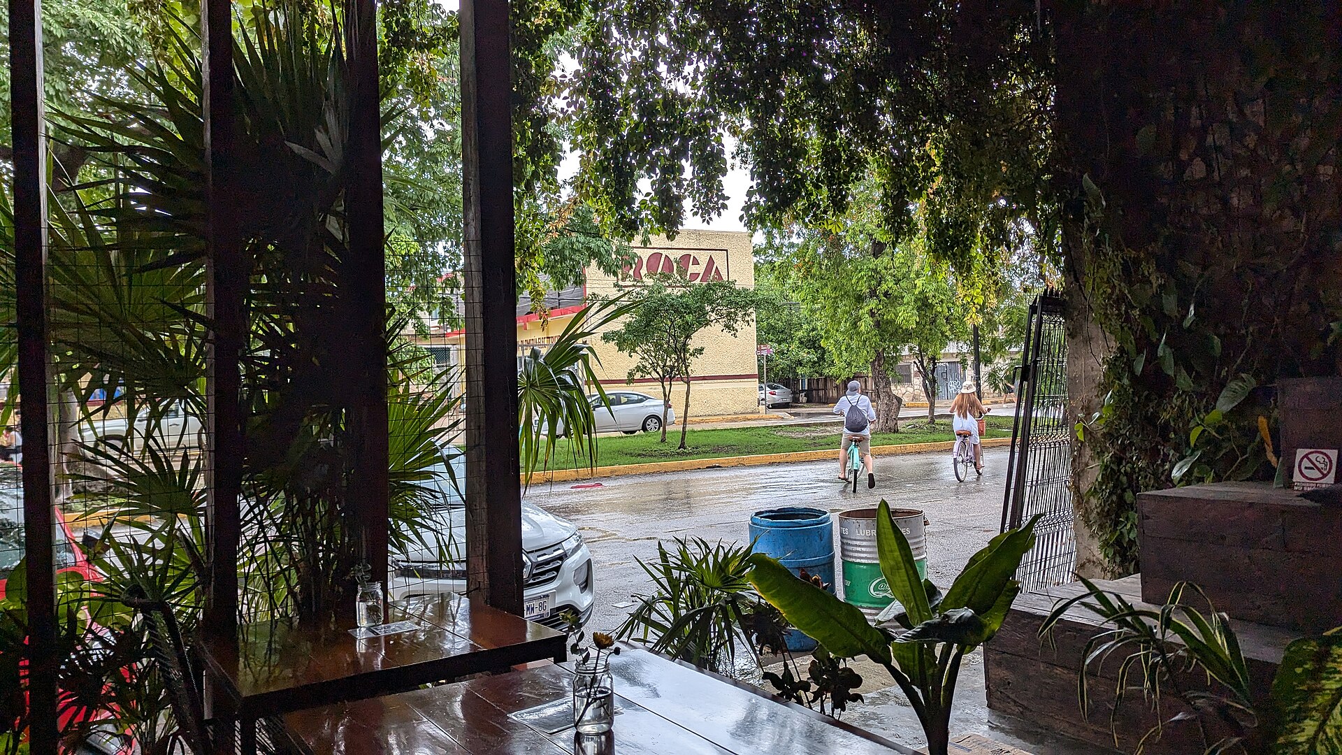 A restaurant terrace in Tulum town