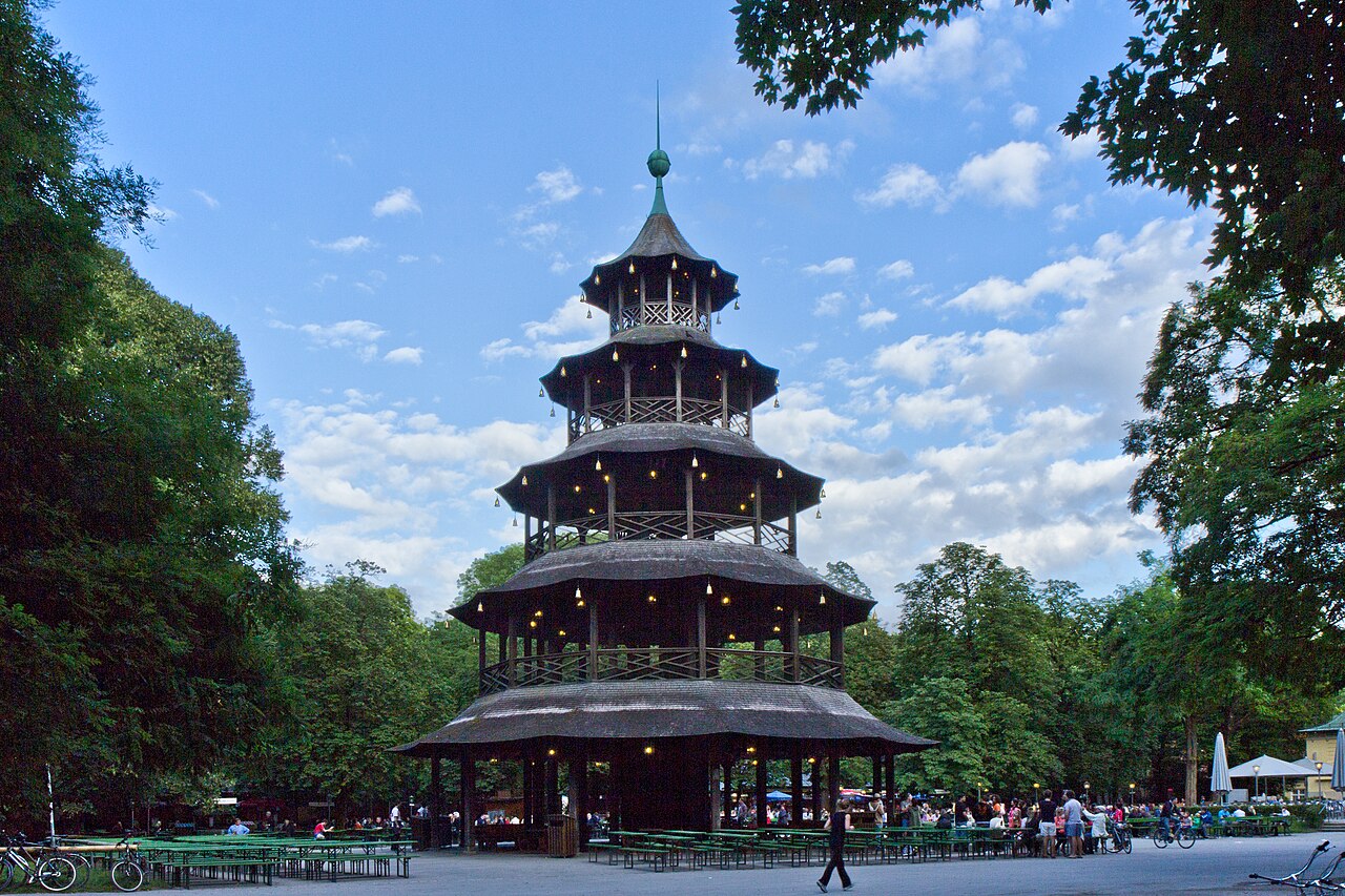 The Chinese Tower beer garden in the Englischer Garten, Munich