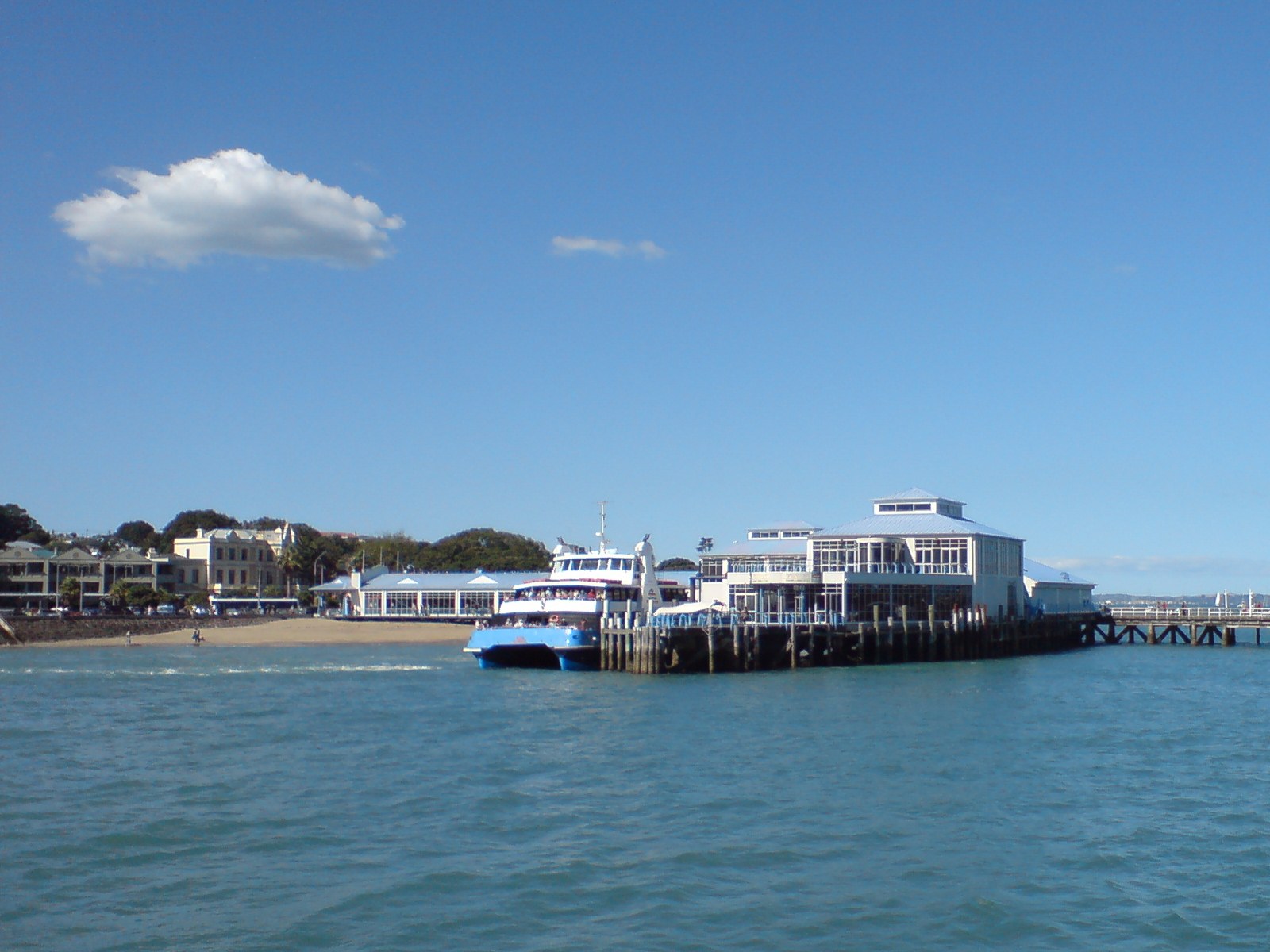 Ferry at Devonport wharf across the harbour from Auckland