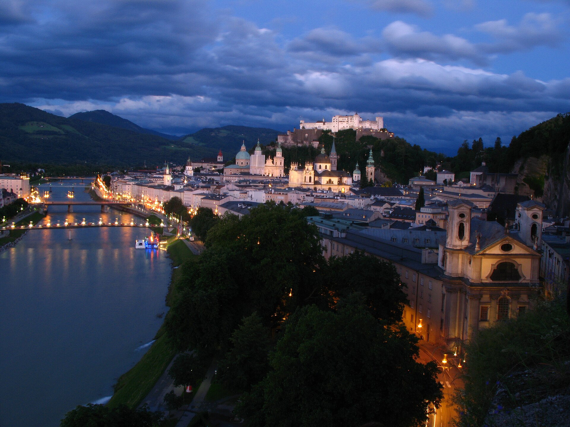 View over Salzburg Old Town from the Mönchsberg, Austria