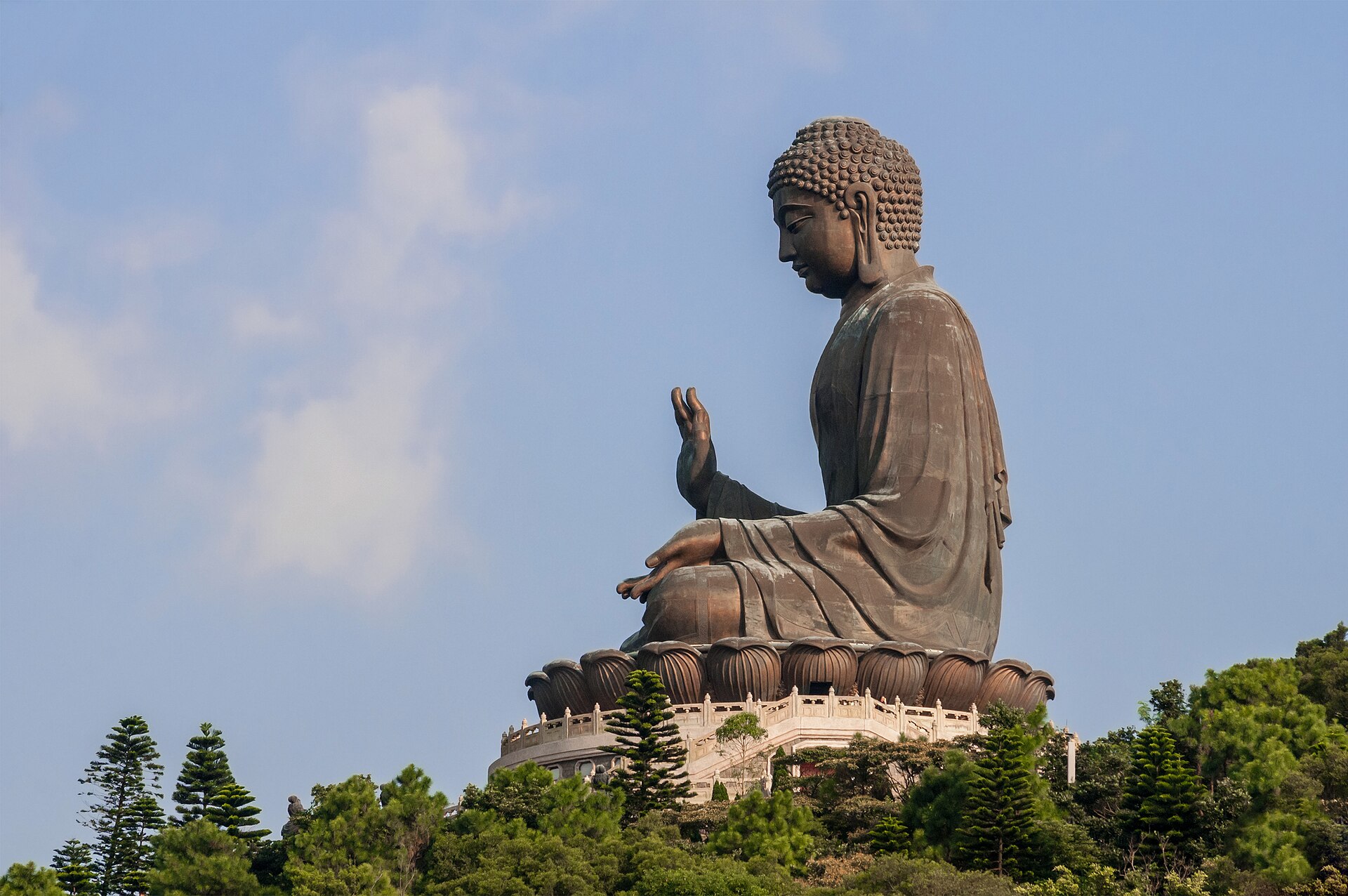 Tian Tan Big Buddha statue at Ngong Ping on Lantau Island, Hong Kong, reached by cable car