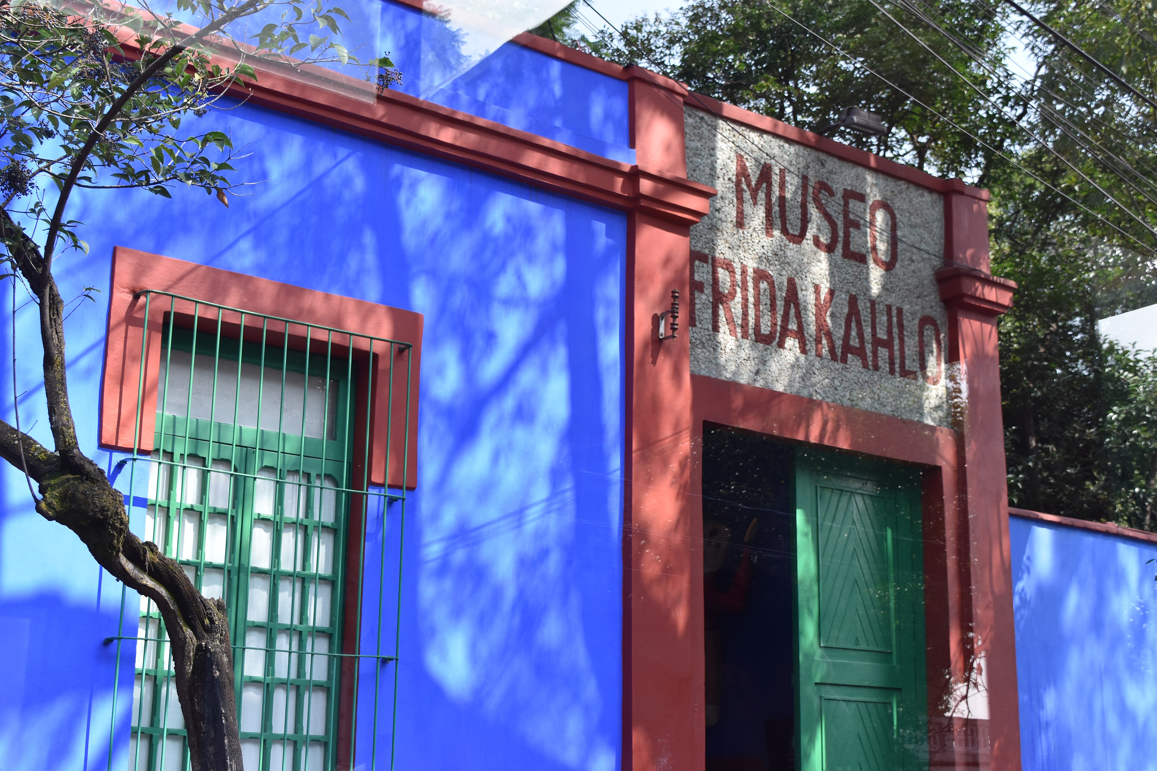 The cobalt-blue exterior of Casa Azul, the Frida Kahlo Museum in Coyoacán