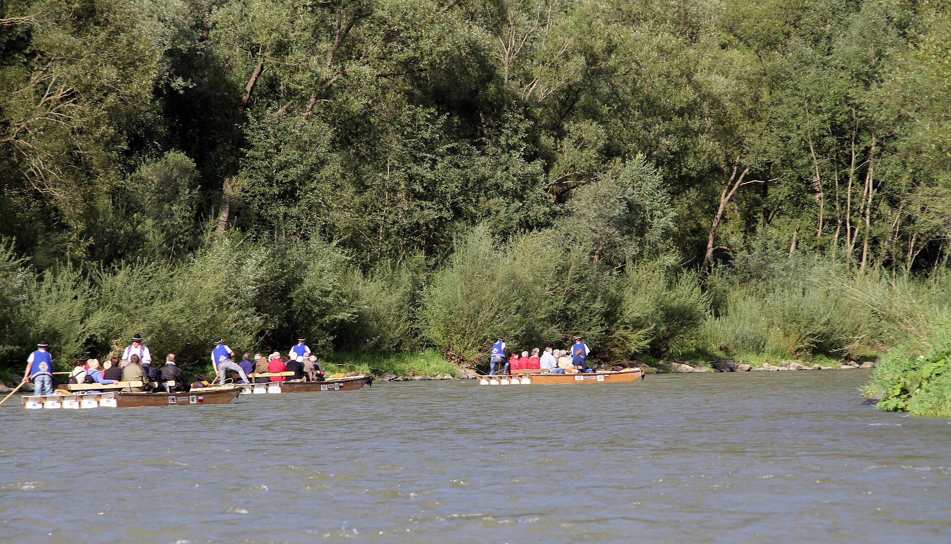 Dunajec Gorge rafting in the Pieniny mountains on a traditional wooden raft