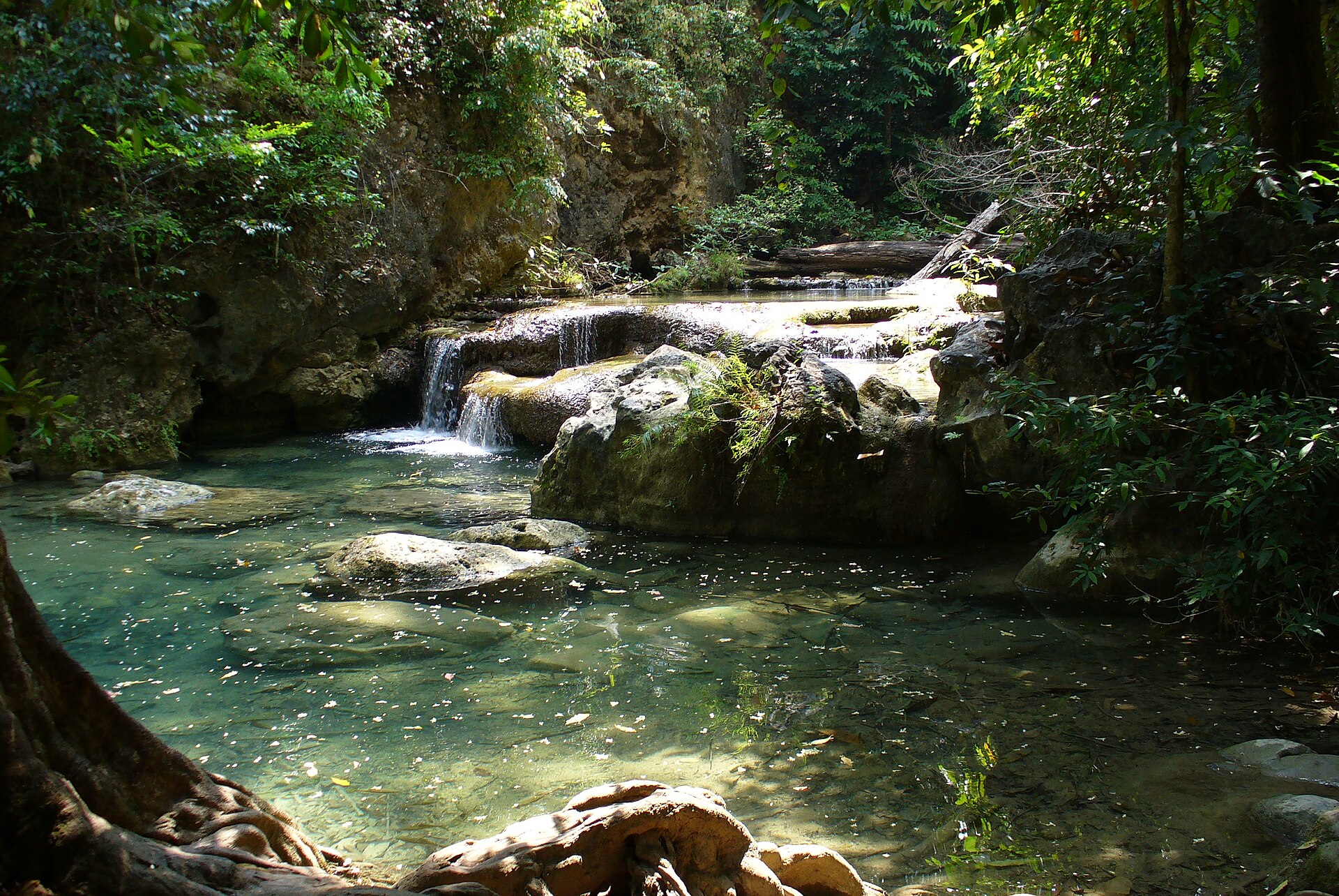Erawan Falls waterfall in Erawan National Park, Kanchanaburi, Thailand