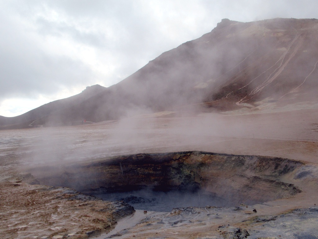 Steaming geothermal vents at Hverir near Lake Mývatn, Iceland
